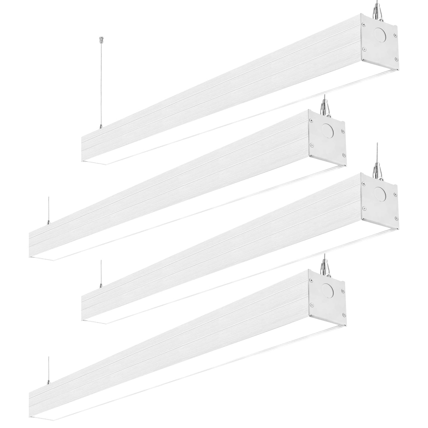 Hykolity 4FT LED Architectural Suspended Linear Channel Light Linkable, 23/32/40W 3000K/4000K/5000K CCT Selectable, Dimmable Office Lighting Fixture for Commercial Places, 4600lm, ETL, 4 Pack - Silver