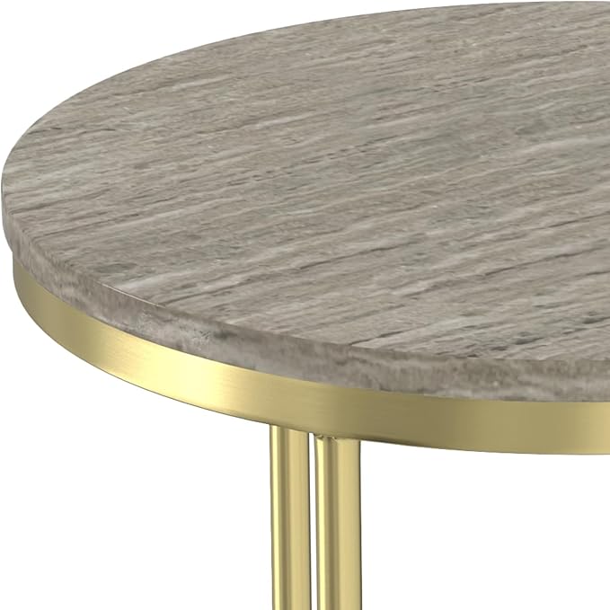 SIMPLIHOME Ashley Nesting Tables Set – 16 inch Wide Genuine Marble Top Metal