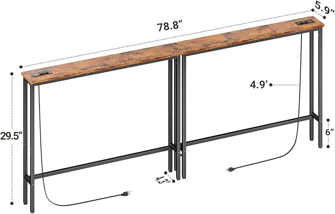ELYKEN 2 Pack 5.9" Narrow Console Sofa Table