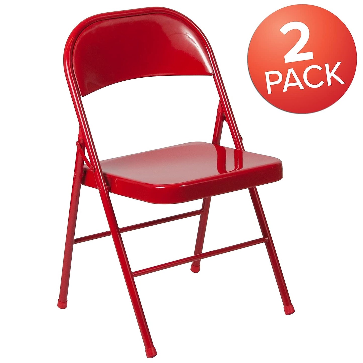 Flash Furniture 2 Pack HERCULES Series Double Braced Red Metal Folding Chair