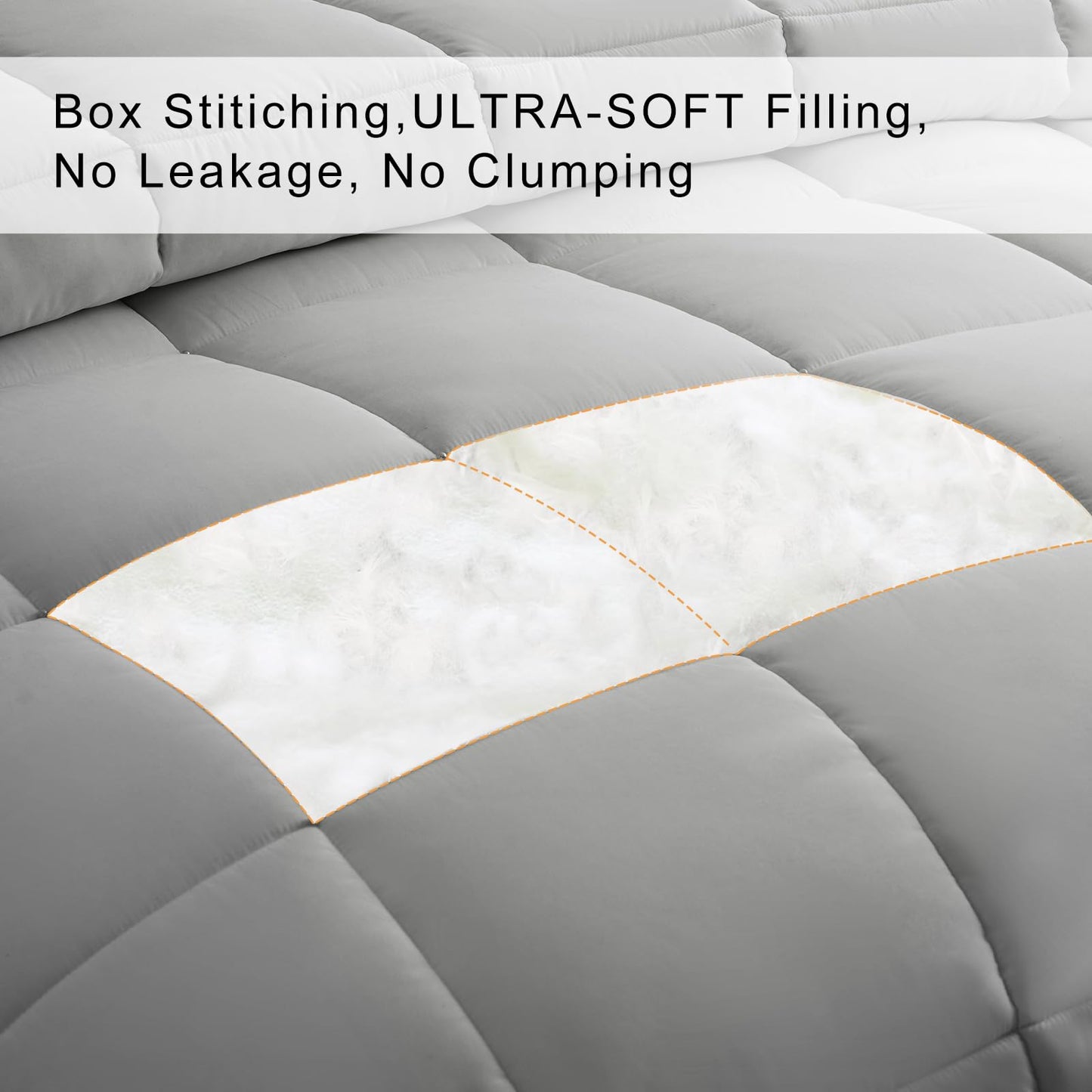 COHOME Quilted King Size Comforter - All-Season Down Alternative Duvet Insert - Luxury Hotel Warm Comforter with Anti-Clump Tech & 8 Tabs - Reversible - Breathable - Light Grey(90"x102")