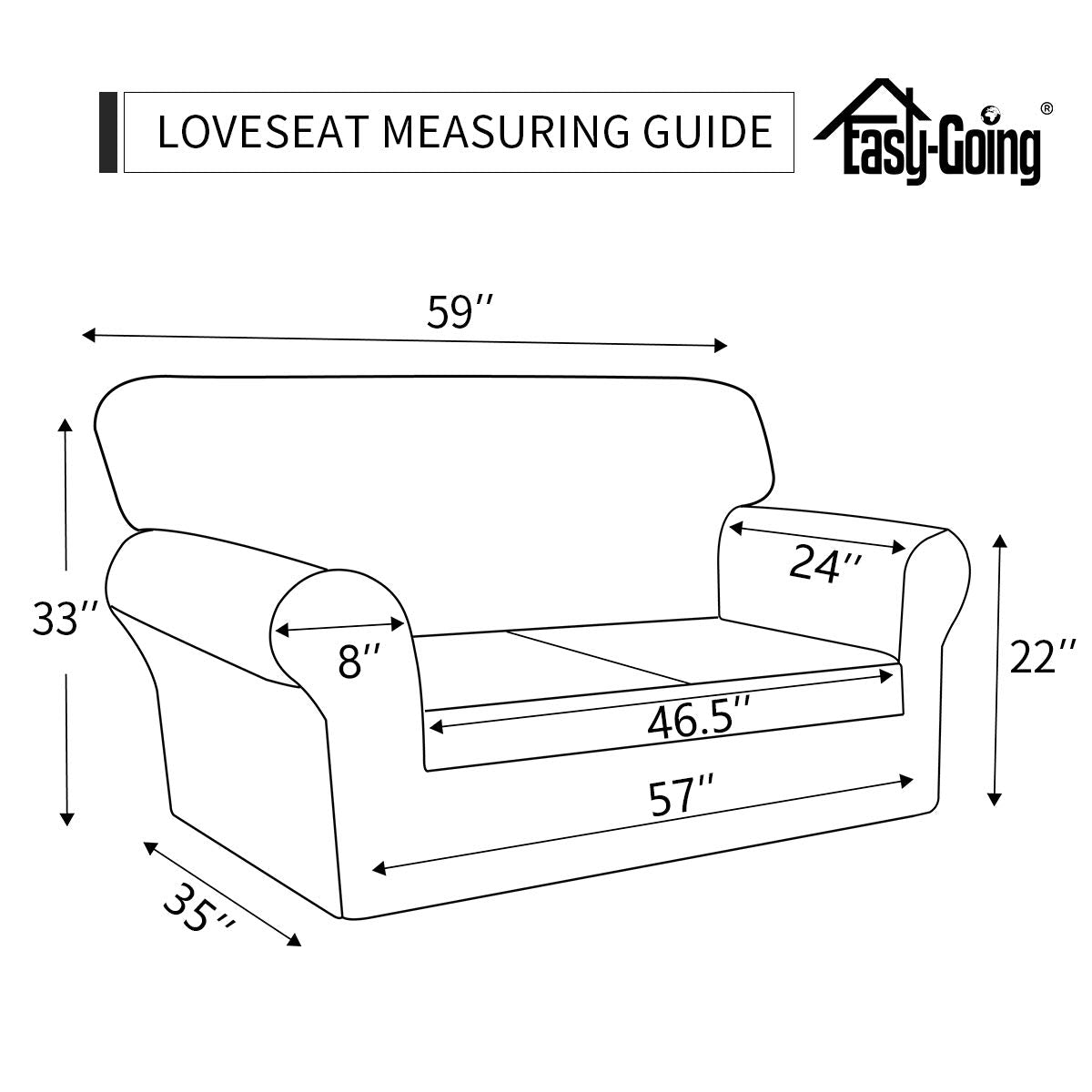Easy-Going Sofa Slipcover Loveseat Cover Waterproof Couch Cover Washable Sofa Cover for 2 Cushion Couch Non-Slip Fabric Furniture Protector with Pocket for Pets Kids Dog Cat (Loveseat, Dark Gray)