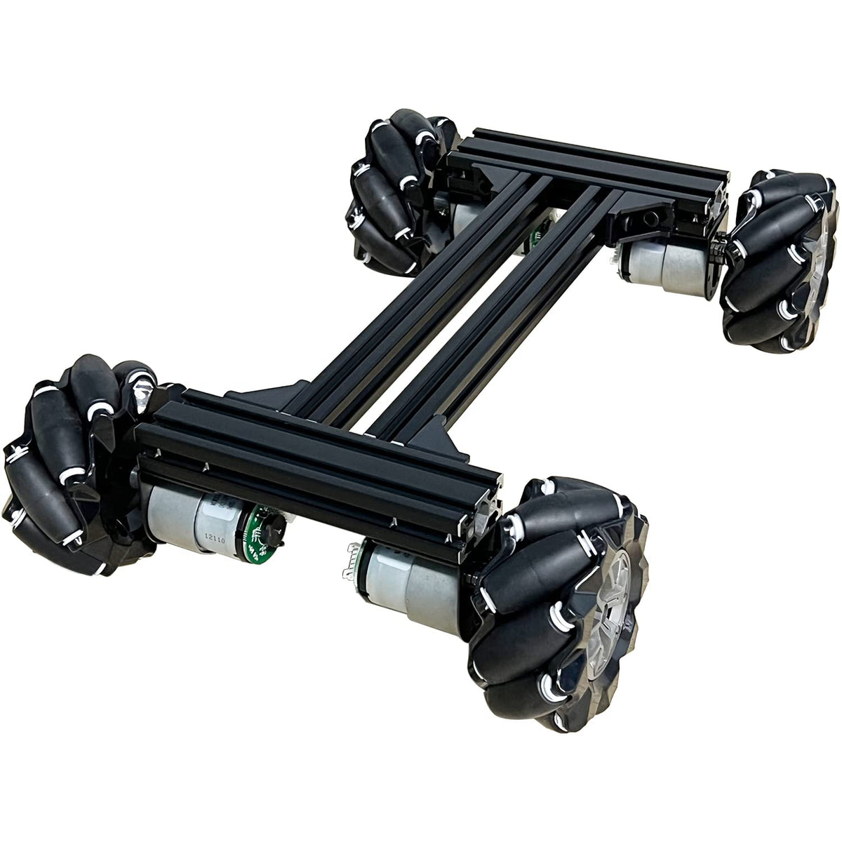 Mecanum Wheel 4wd Metal Robot Car Chassis Control Learning Kit for Arduino Raspberry Pie Microbit with DC Encoder Motor, DIY Steam AGV ROS AI Move Education Platform Robotic Functional Model Black