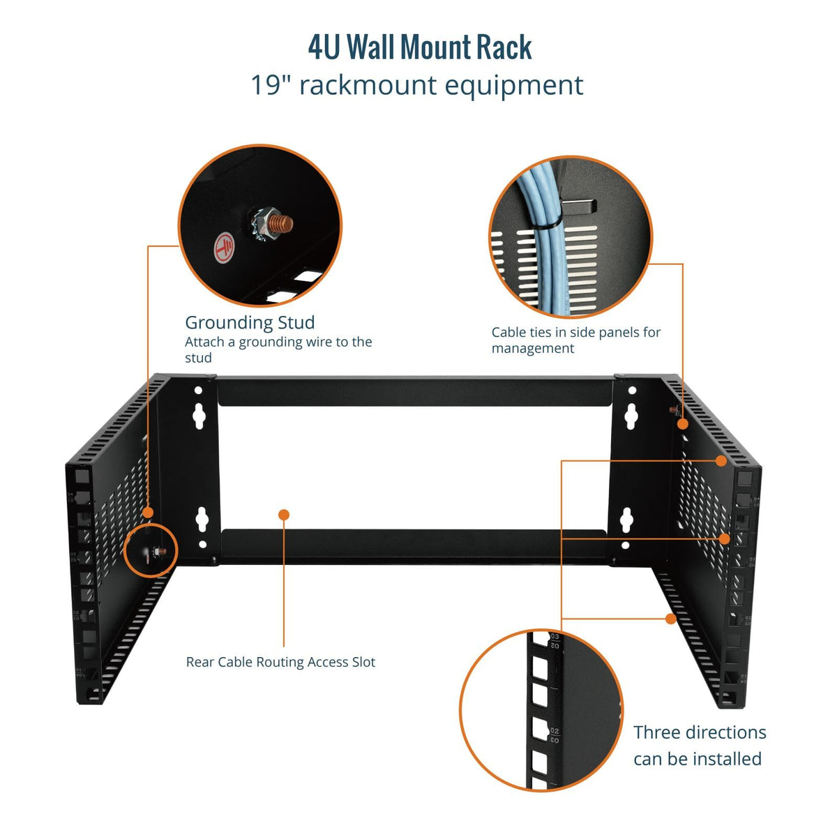 Tecmojo 4U Wall Mount Rack,4U Rack 14 inch Depth,19" Network Rack for Shallow Server and IT Equipment, Network Switches,Patch Panel Bracket,110lbs(50kg) Weight Capacity,Black
