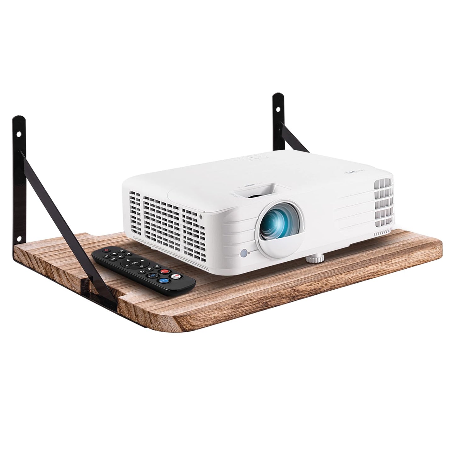 BEARUT Projector Shelf,16.2" x 11"(L*W),Router Wall Mount Floating Shelf,Projector Mount Rack Holder,Modem Cable Box for Xbox Series PS5 PS4 Wood SS1