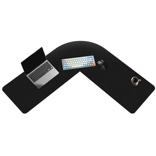 ZORESYN L Shaped Desk Mat 39.4"(L) x 39.4"(S) x 13"(W), Computer Corner Desk Pad, Large Waterproof PU Leather Mouse pad for Corner Desk, Writing Desk Pad Protector - Black