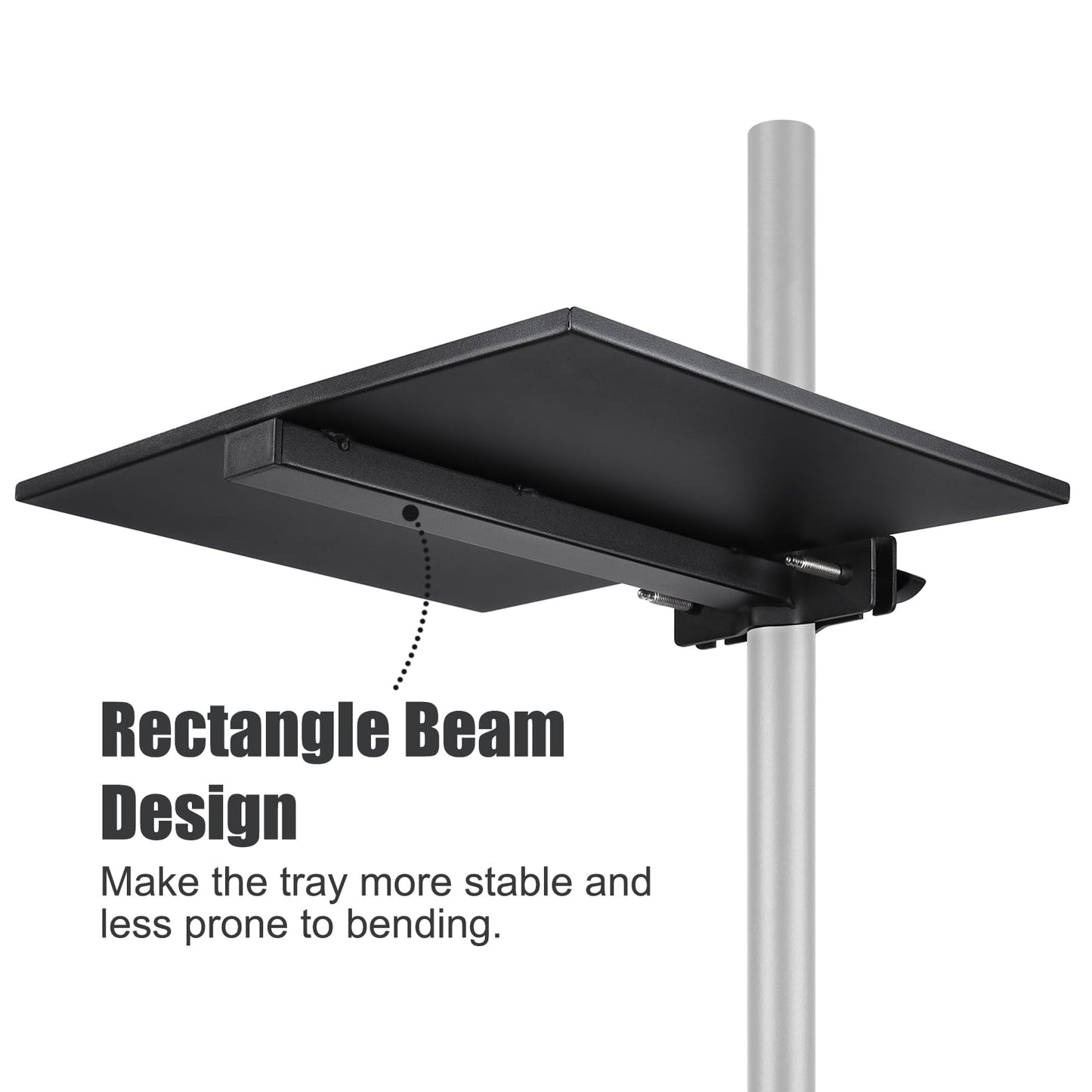 Rannsgeer Microphone Stand Tray, Heavy Duty Steel Clamp-On Accessory Shelf for Mic Stand (10.8 X 7.8)