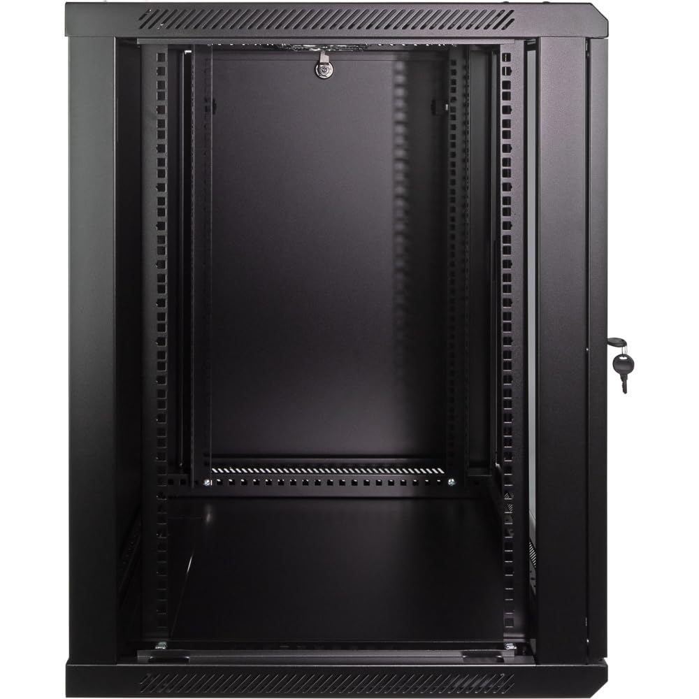 Navepoint 15U Deluxe IT Wallmount Cabinet Enclosure 19-Inch Server Network Rack with Locking Glass Door 24-Inches Deep Black
