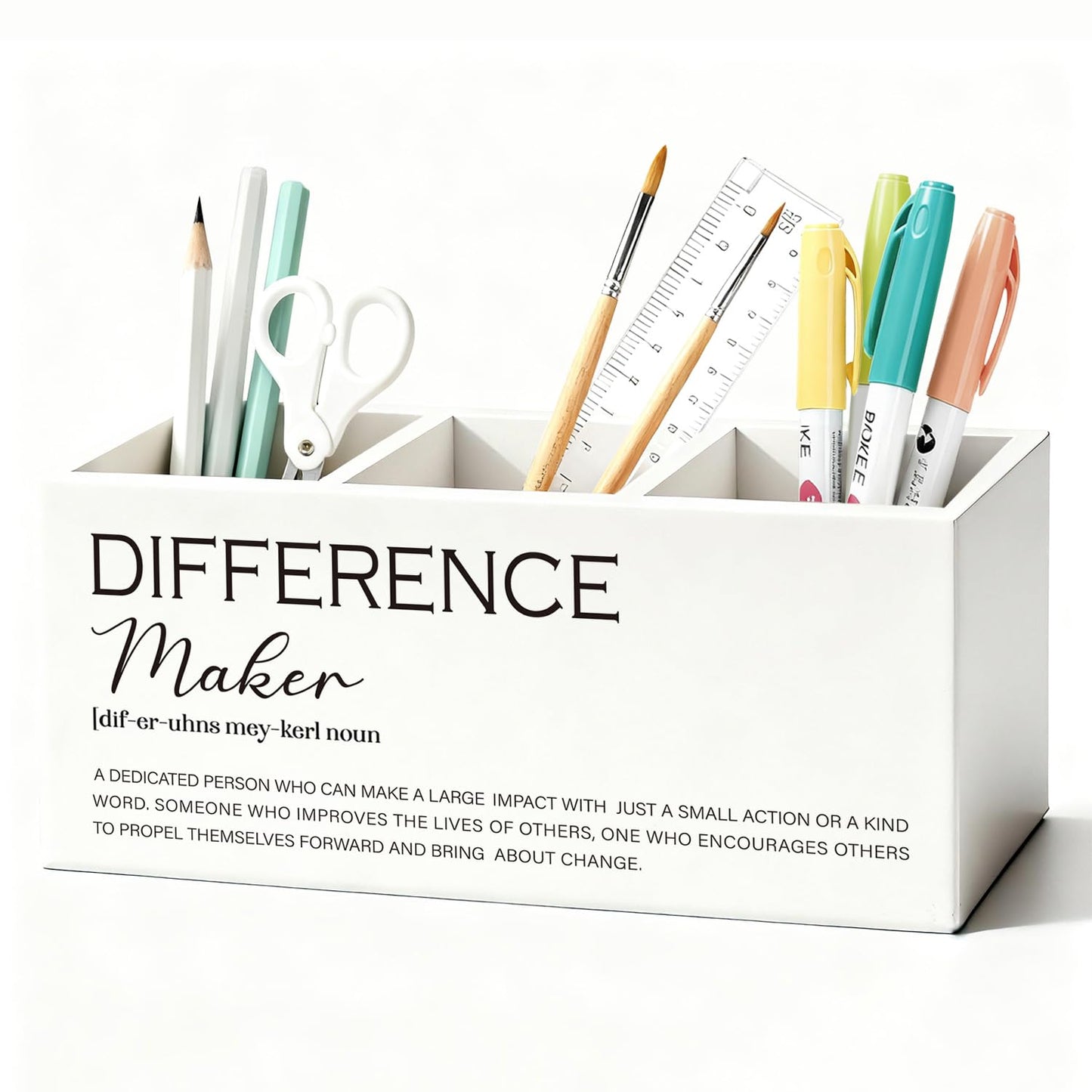 LIANGW Difference Maker Gift Pen Pencil Holder for Desk, Thank You Appreciation Gifts for Coworkers Leaders Teachers, Difference Maker Wooden Box Sign Decorations for Office Workplace Desk Tabletop