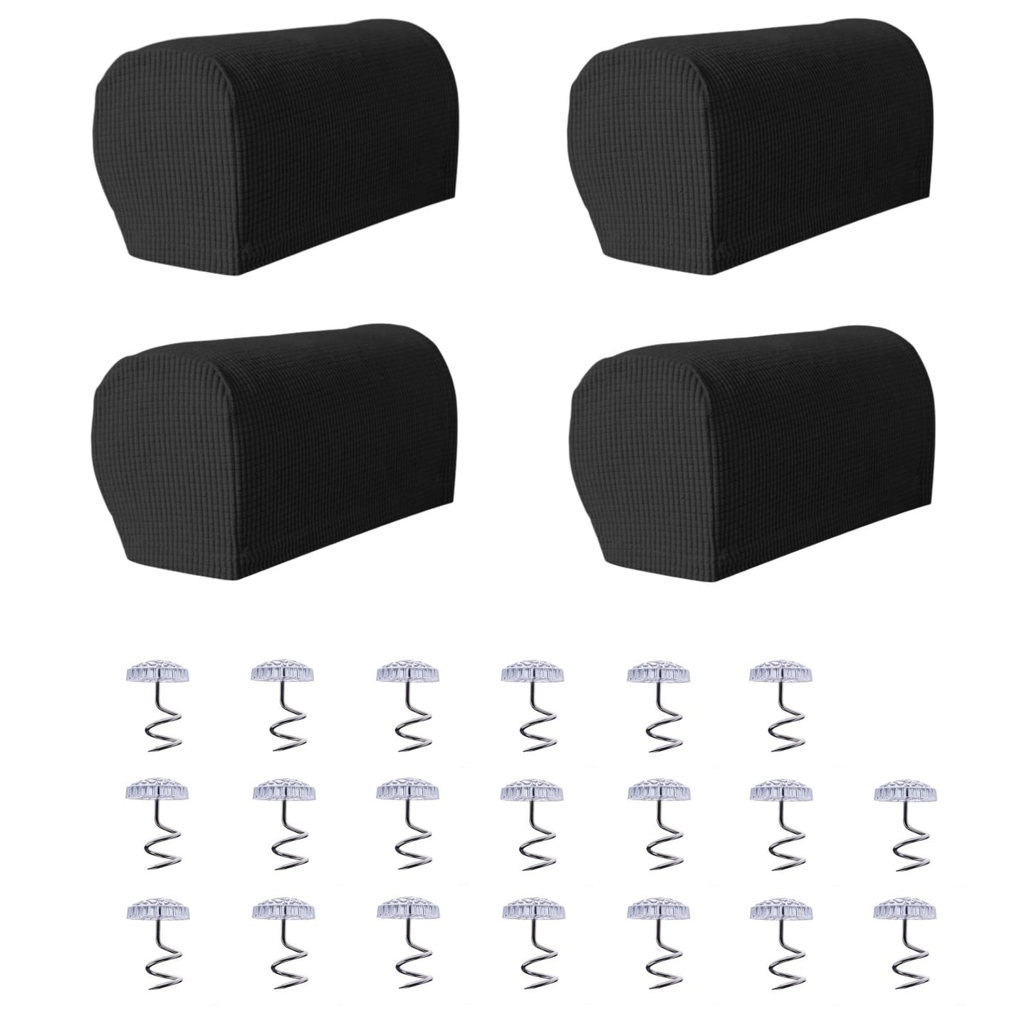 Avtytsda Stretch Armrest Covers Soft Plush Armrest Covers Couch Arm Covers Furniture Protector for Chairs Couch Sofa Armchair Slipcovers for Recliner Sofa with Twist Pins 4pcs(Black)