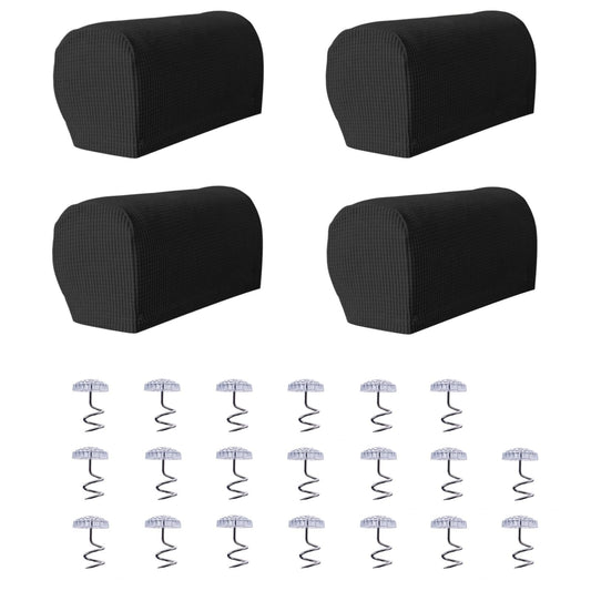 Avtytsda Stretch Armrest Covers Soft Plush Armrest Covers Couch Arm Covers Furniture Protector for Chairs Couch Sofa Armchair Slipcovers for Recliner Sofa with Twist Pins 4pcs(Black)