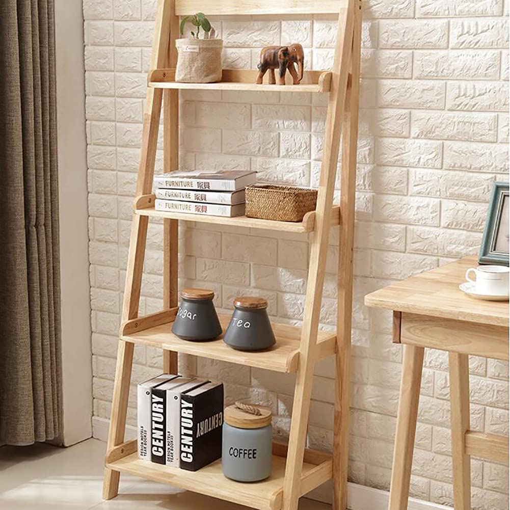 Wddwymll 4 Tier Ladder Shelf,Industrial Design Living Room Bookcases,Sturdy Easy Assembly,for Balcony,Bedroom,Office Storage Shelves