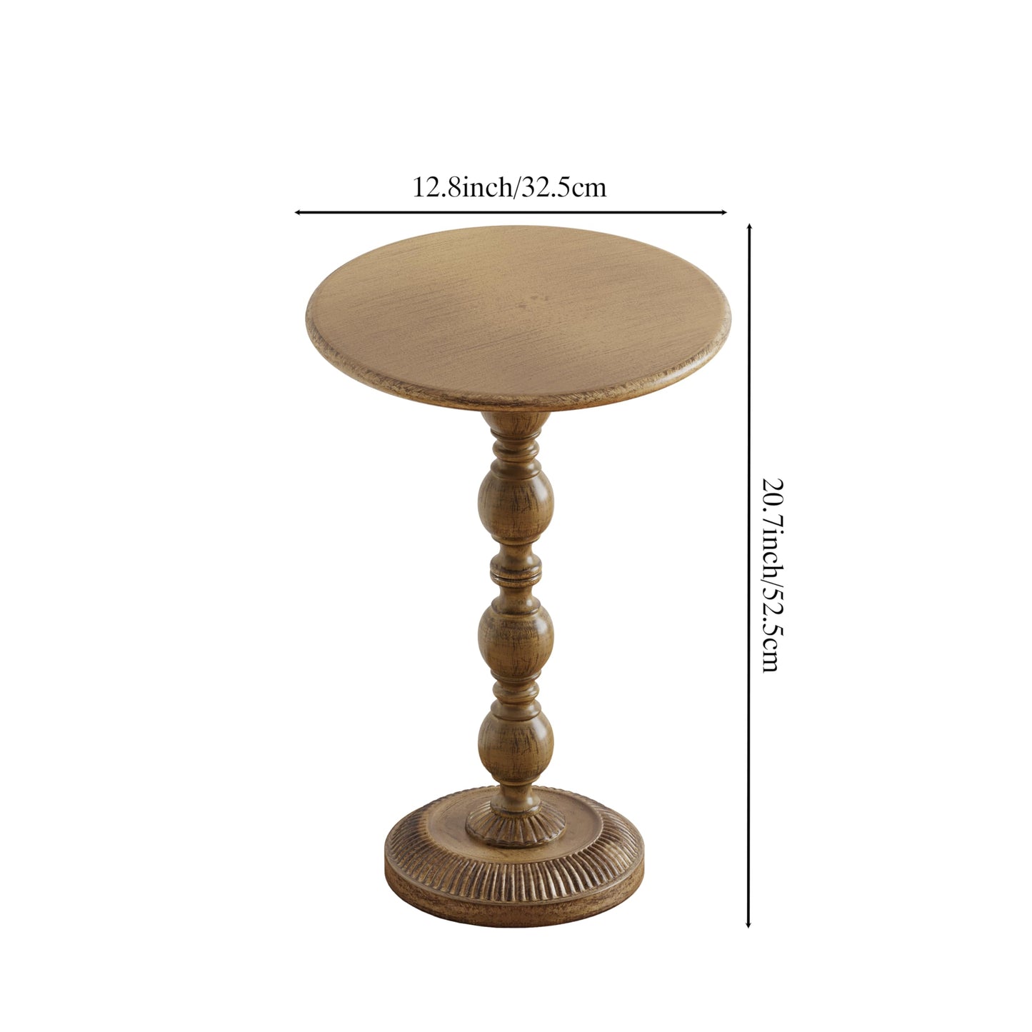 FormaCraft Small Round Metal Side Table, Lightweight Antique Accent Table,Retro Round Drink Table,Small Pedestal Table for Living Room, Bedroom, Corners (1, Antique Gold)