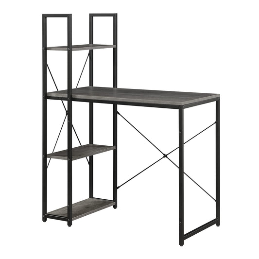 Convenience Concepts Desigsn2Go Office Workstation Desk 36" - Modern, Contemporary Writing Accent with Storage Shelves for Dorm Room & Home Study, Charcoal Gray