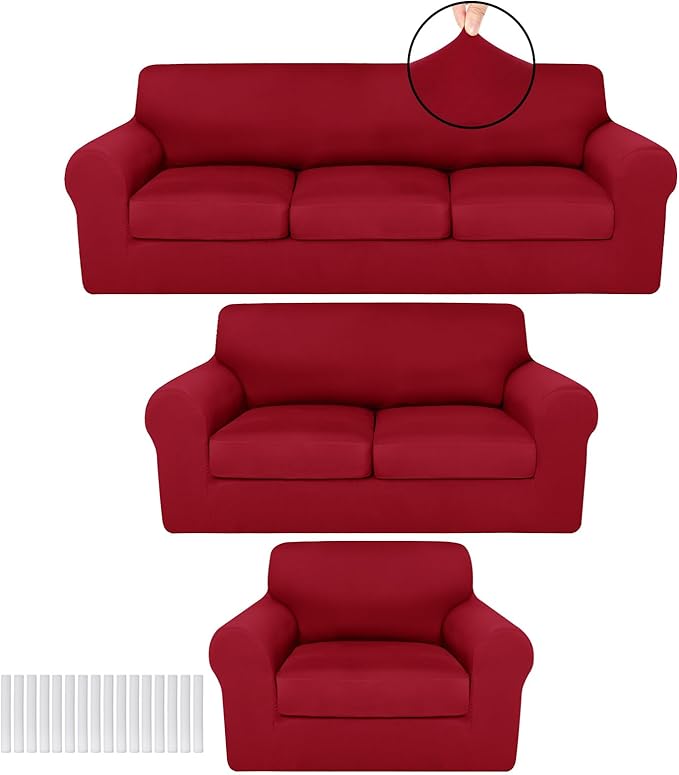 HunnmingRe Sofa Covers for 3 Cushion Couch Stretch Sofa and Loveseat Covers Set