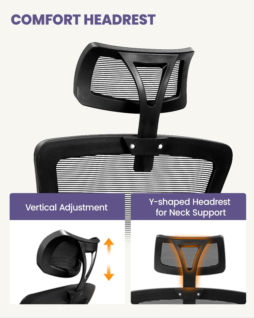 NEO Chair Office High Back Mesh Headrest Adjustable Height and Ergonomic Design Home Office Computer Desk Executive Lumbar Support Padded Flip-up Armrest Swivel Chair (Black)