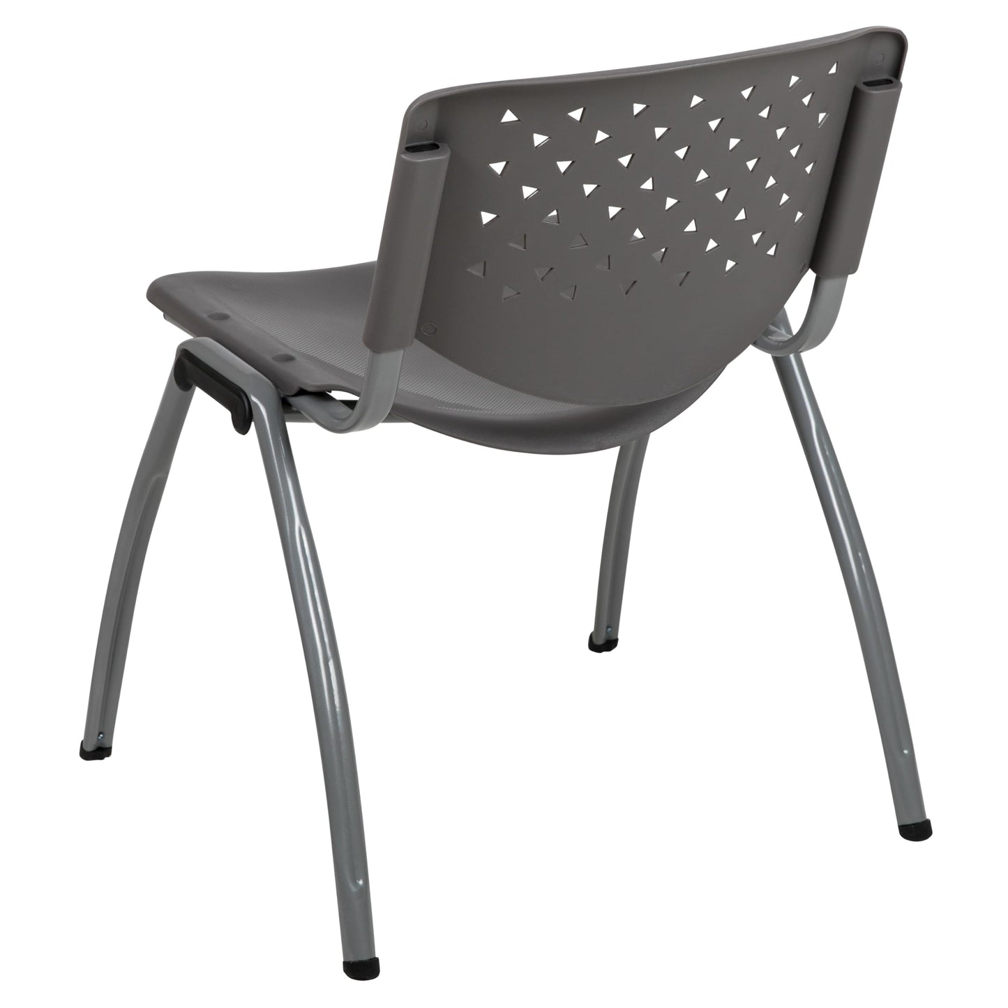 Flash Furniture HERCULES Series 880 lb. Capacity Gray Plastic Stack Chair with Titanium Gray Powder Coated Frame