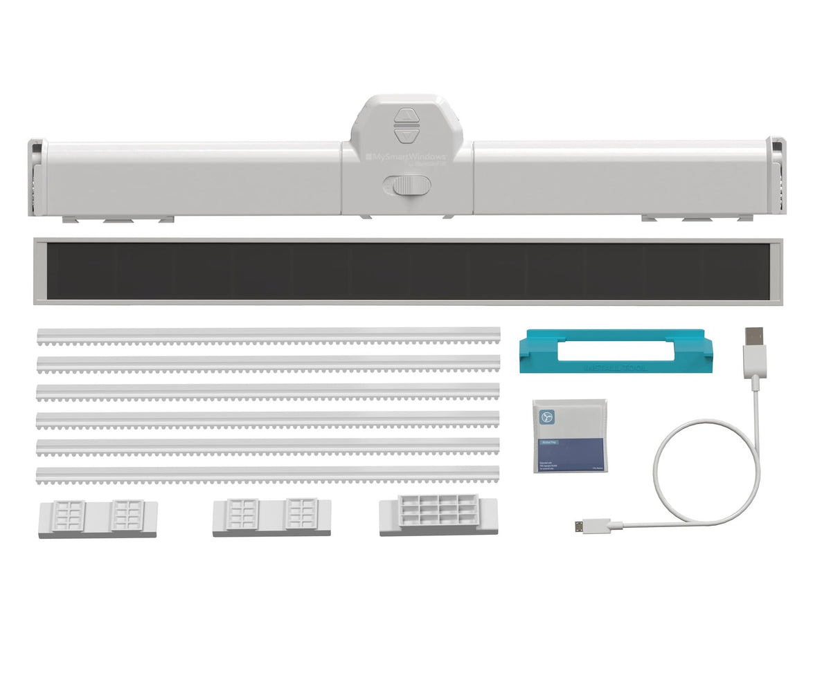 MySmartWindows Retrofit Kit by QuietCool - Smart Motorized Window Opener - App-Controlled, Solar-Powered, Whisper Quiet - Fits 2-3 ft Windows