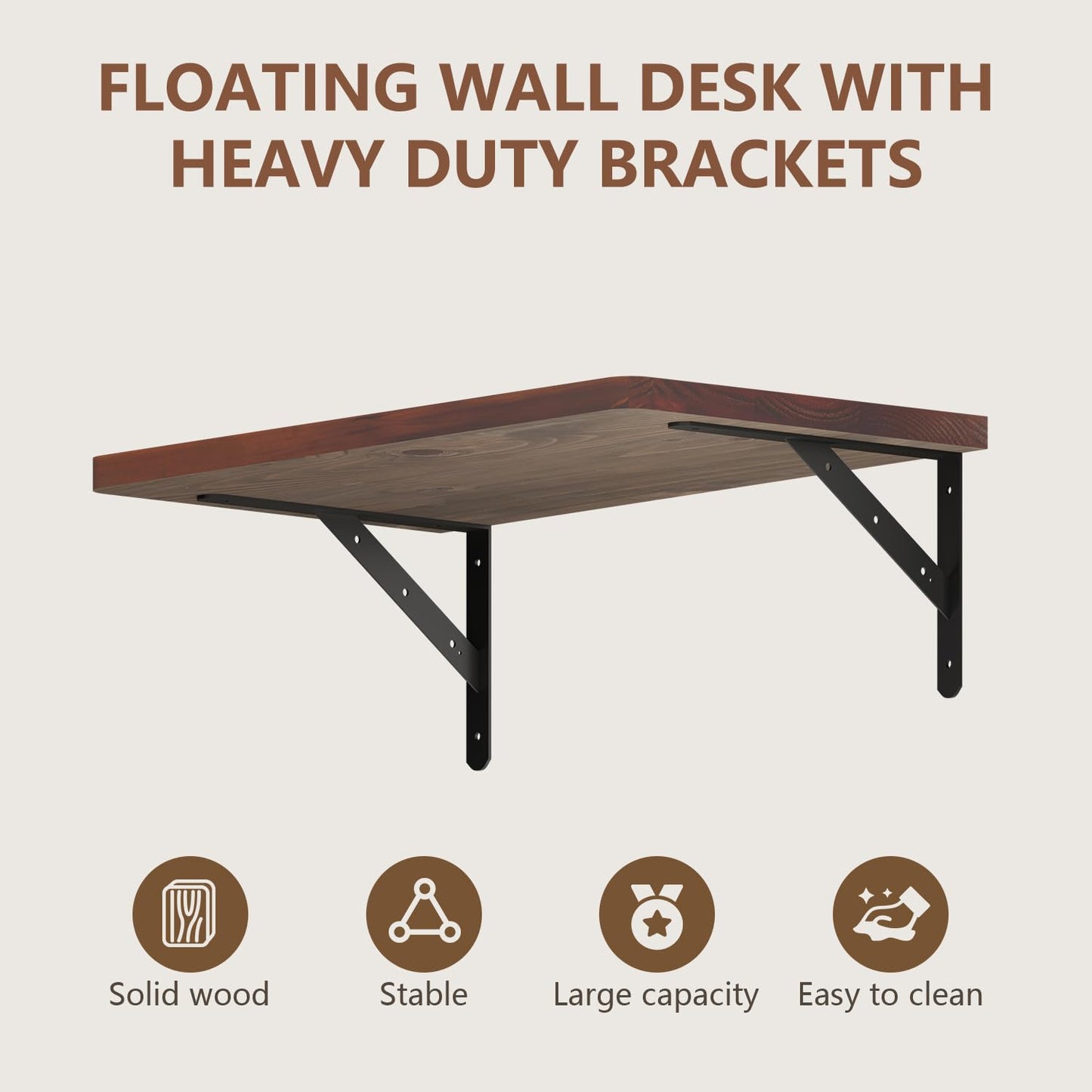 ONOTETUT Floating Wall Desk for Home Office,Wall Mounted Table with Pine Wood,36 Inch Workbench for Garage,Work Table with Heavy Duty Brackets for Kitchen,Dining,Laundry,Floating Shelf for Wall