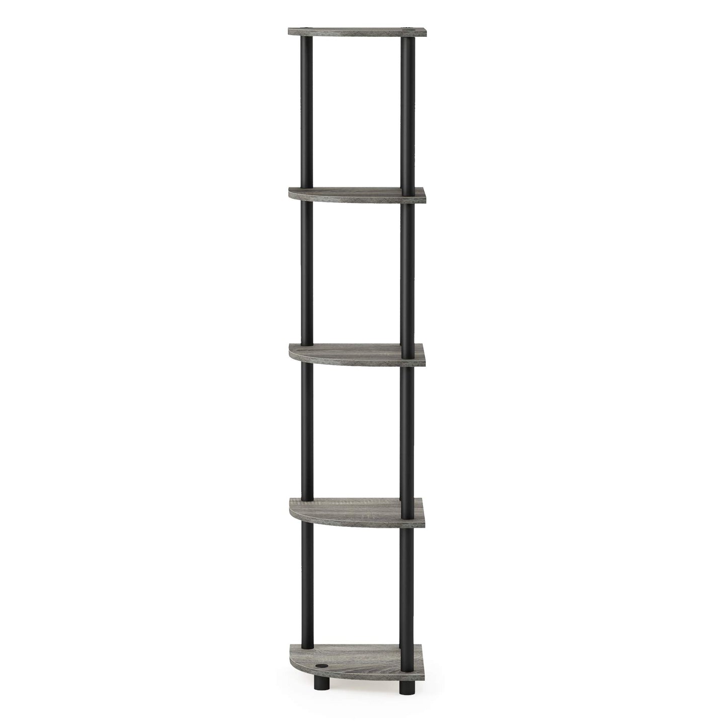 Furinno TURN-N-TUBE Corner Shelf, 5-Tier Corner Bookshelf, Open Storage Shelves, for Organization and Storage, Living Room, Home Office, Garage, Bedroom, French Oak