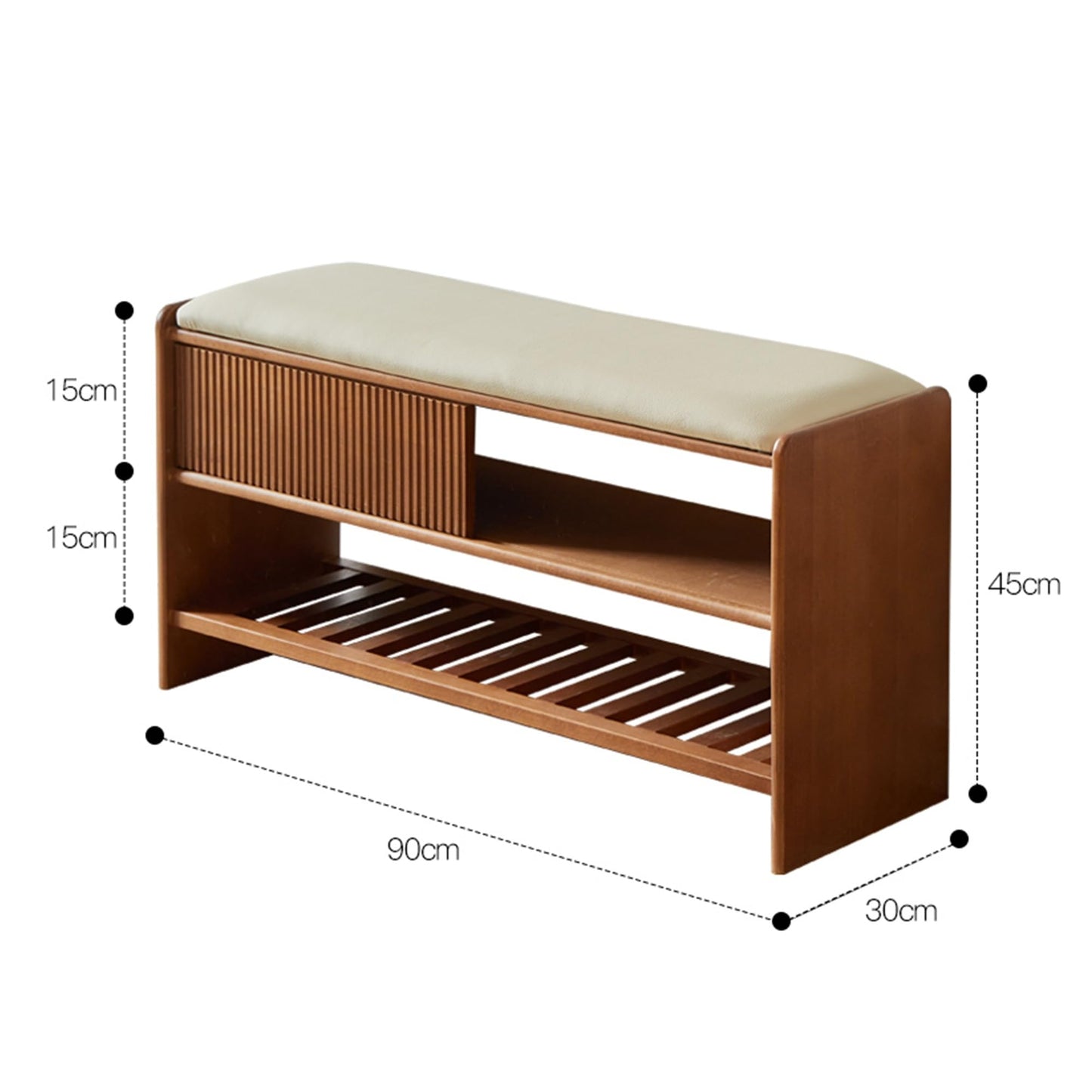 Benches Garden Bench Outdoor Patio Seating Backless Park Chair Lawn Path Slatted Seats,Entryway Shoe Rack with Cushion, 2-Tier Shoe Organizer and Bench, Stylish Wooden Shoe Storage for Front