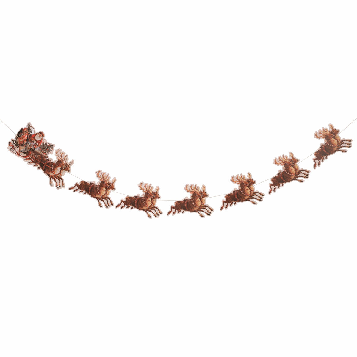 Santa Sleigh And Reindeer Christmas Banner - Christmas Party Santa Decorations,Holiday Reindeer Party Garland, Holiday Mantle Decorations (banner-2)