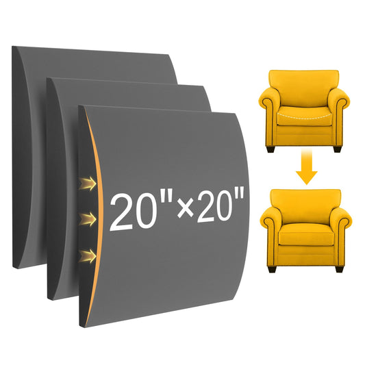 MYLIFESION Couch Cushion Support for Sagging Seat, 20x20x2 inches High-Density Foam Sofa Cushions Support, Under Cushion Sag Repair, Grey Set of 3