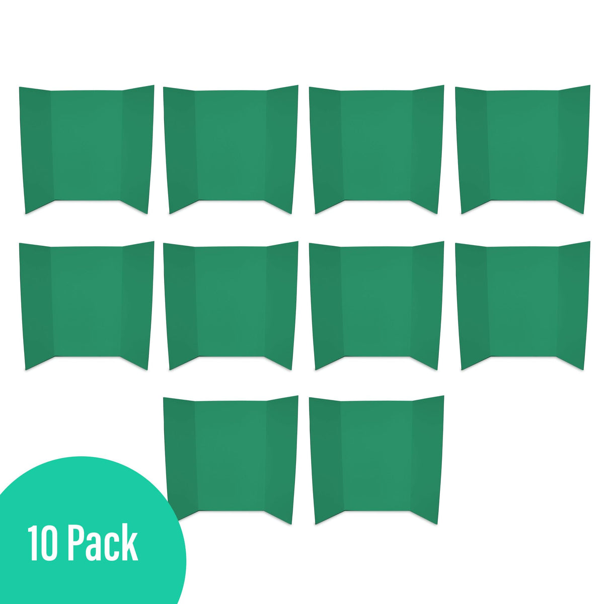 Flipside Products 36” x 48” Project Boards for Presentations, Science Fair, School Projects, Event Displays and Trifold Picture Board, Proudly Made in USA - Green - 10 Pack