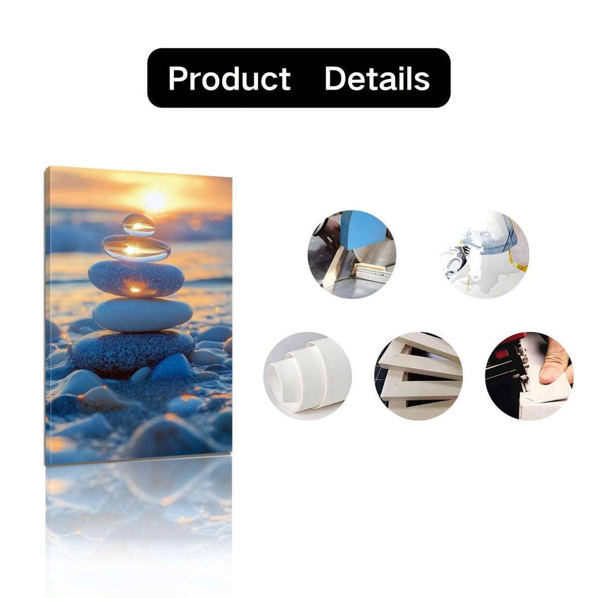 Loitspo Zen Beach Stones Canvas Wall Art, Coast Wall Art, Beach Canvas Printed, Zen and Relaxing Artwork, Beach Theme Pictures Paintings for Living Room (28"x42")