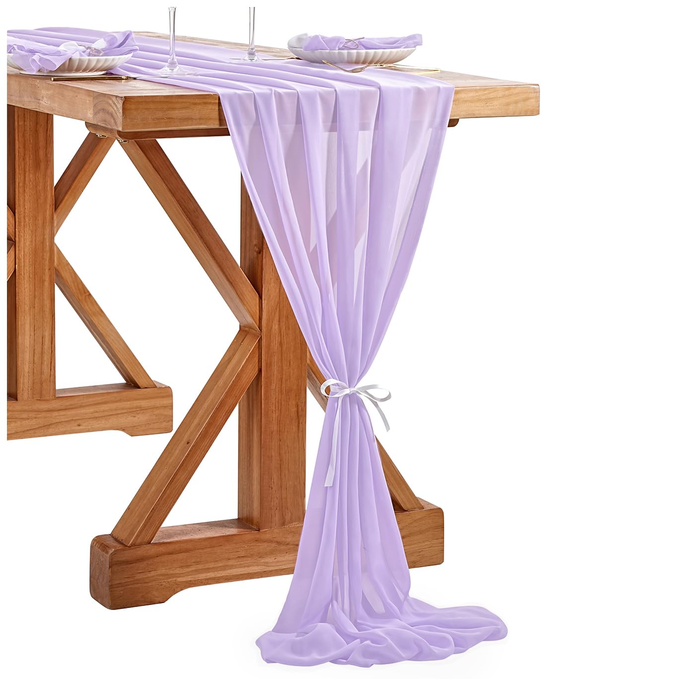 Light Purple 27 x 120 inches Long Soft Table Runner for Wedding Chiffon Table Runners Rectange and Round Table Decorations for Birthday Parties