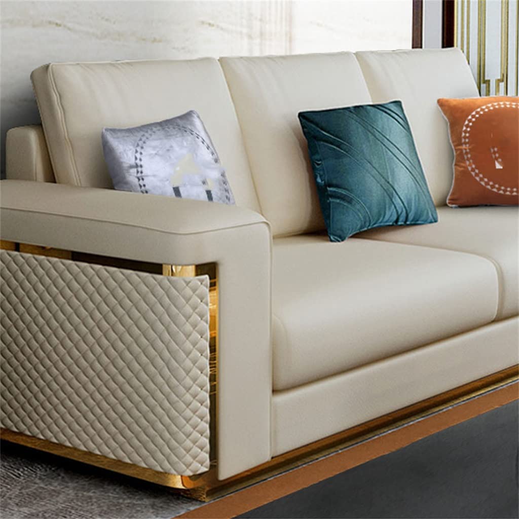 YWMLFZ Living Room 3 Seat Lounge Sofa Mid-Century Modular Furniture First Floor Upholstered Leather