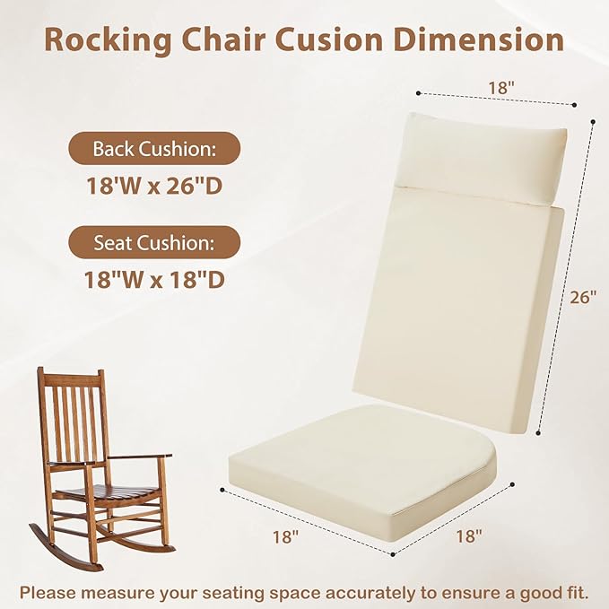 Waterproof Rocking Chair Cushions Outdoor & Indoor, Wooden Rocking Chair Pads