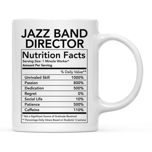 Andaz Press Funny 11oz. Ceramic Coffee Tea Mug Thank You Gift, Jazz Band Director Nutritional Facts, 1-Pack