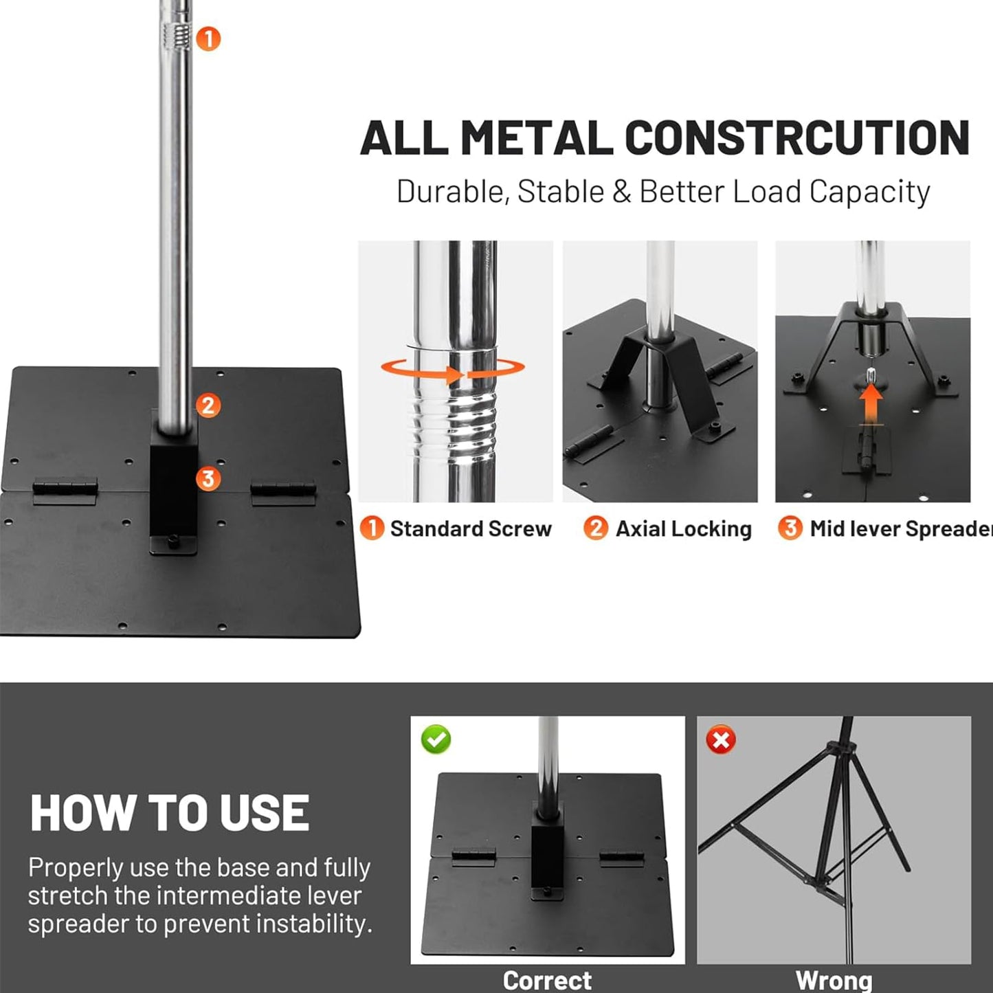 Heavy Duty Pipe and Drape Frame Kit 10x10ft Adjustable Height/Width Photography Background Support Poles All-Metal Construction Backdrop Stand for Party, Birthday, Wedding - Silver