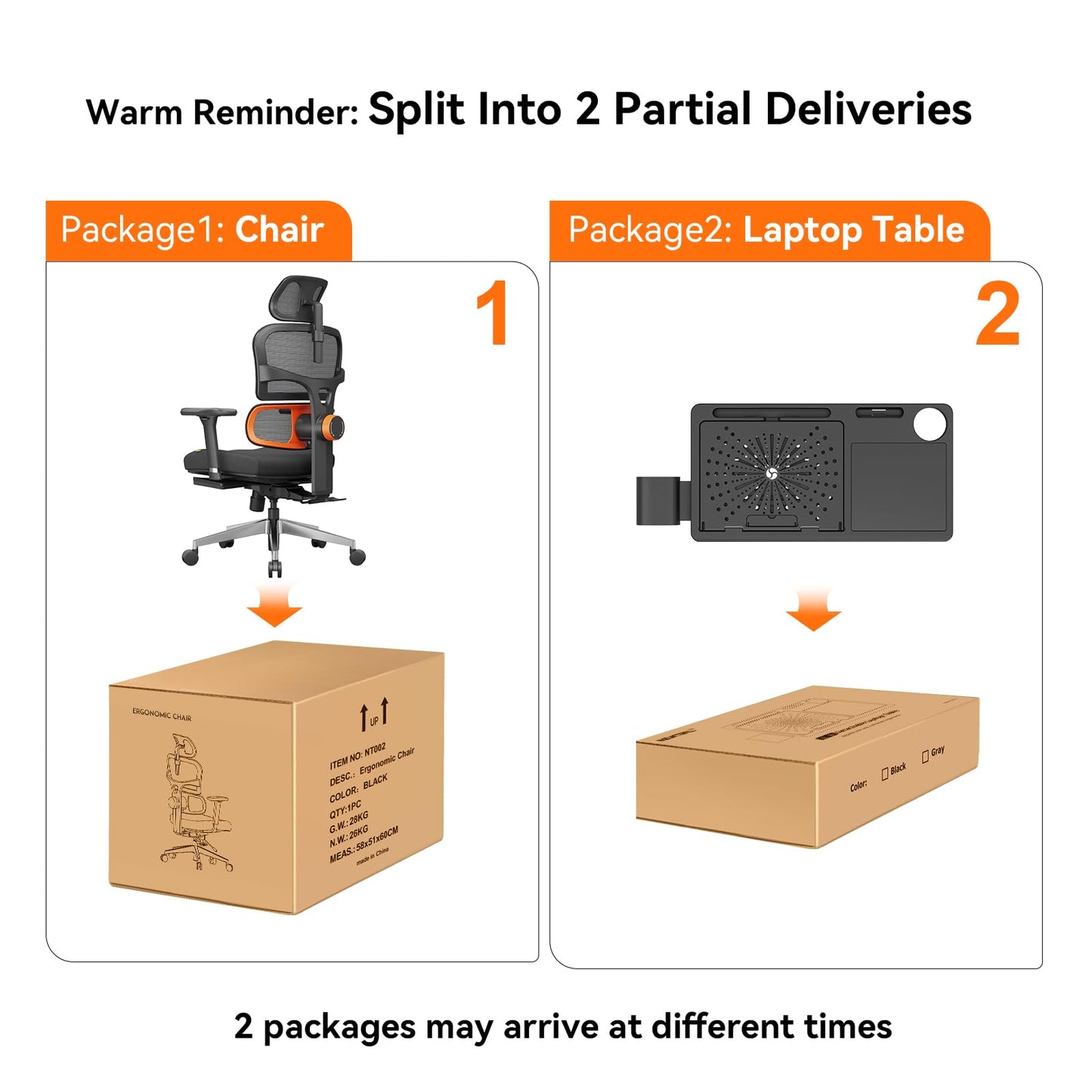 Newtral Ergonomic Office Chair - Home Office Desk Chair with Auto-Following Lumbar Support, 4D Armrest, Seat Depth and Height Adjustable (Black, Footrest + Laptop Tray)