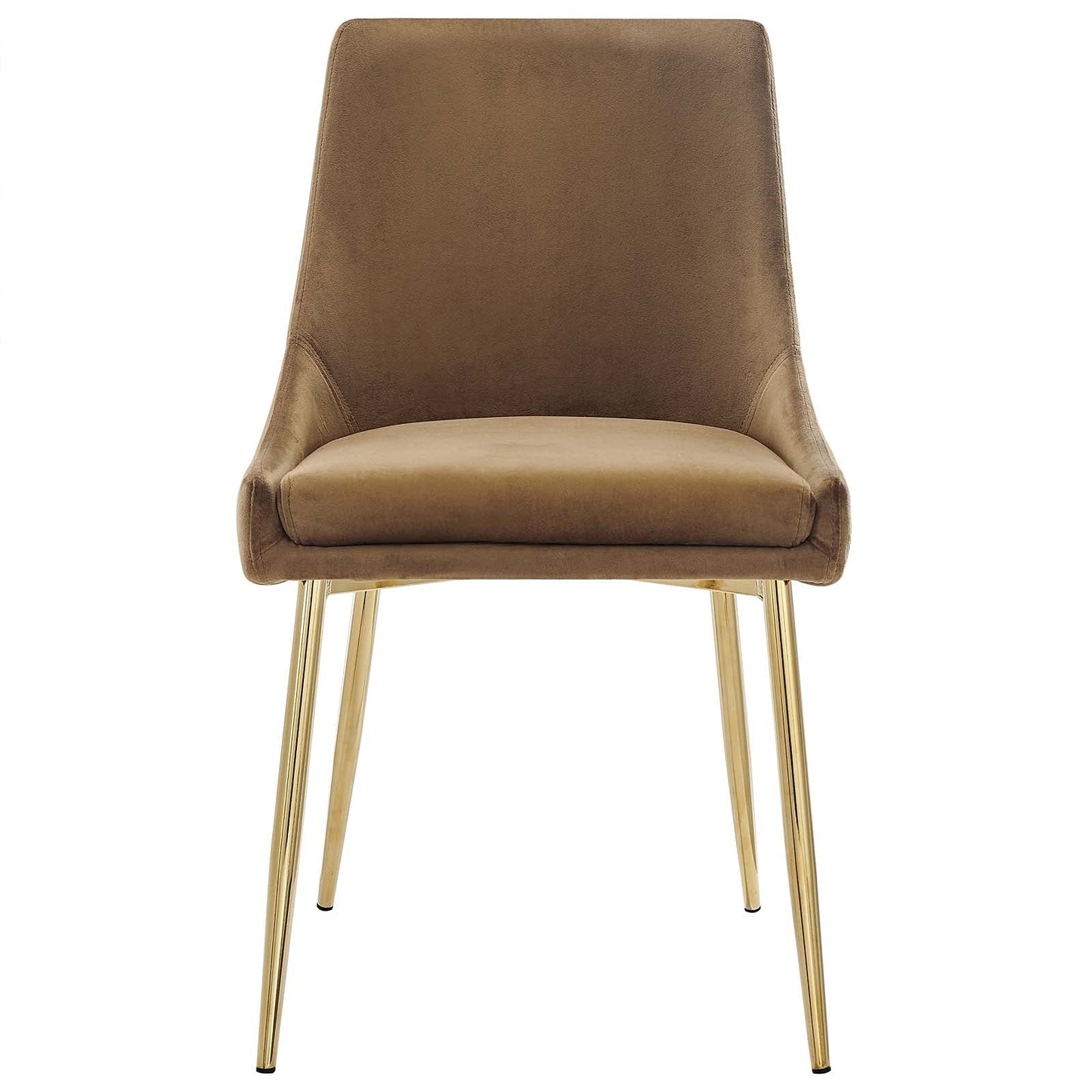 Modway Viscount Performance Velvet Upholstered Side Dining Chairs in Gold Cognac - Set of 2