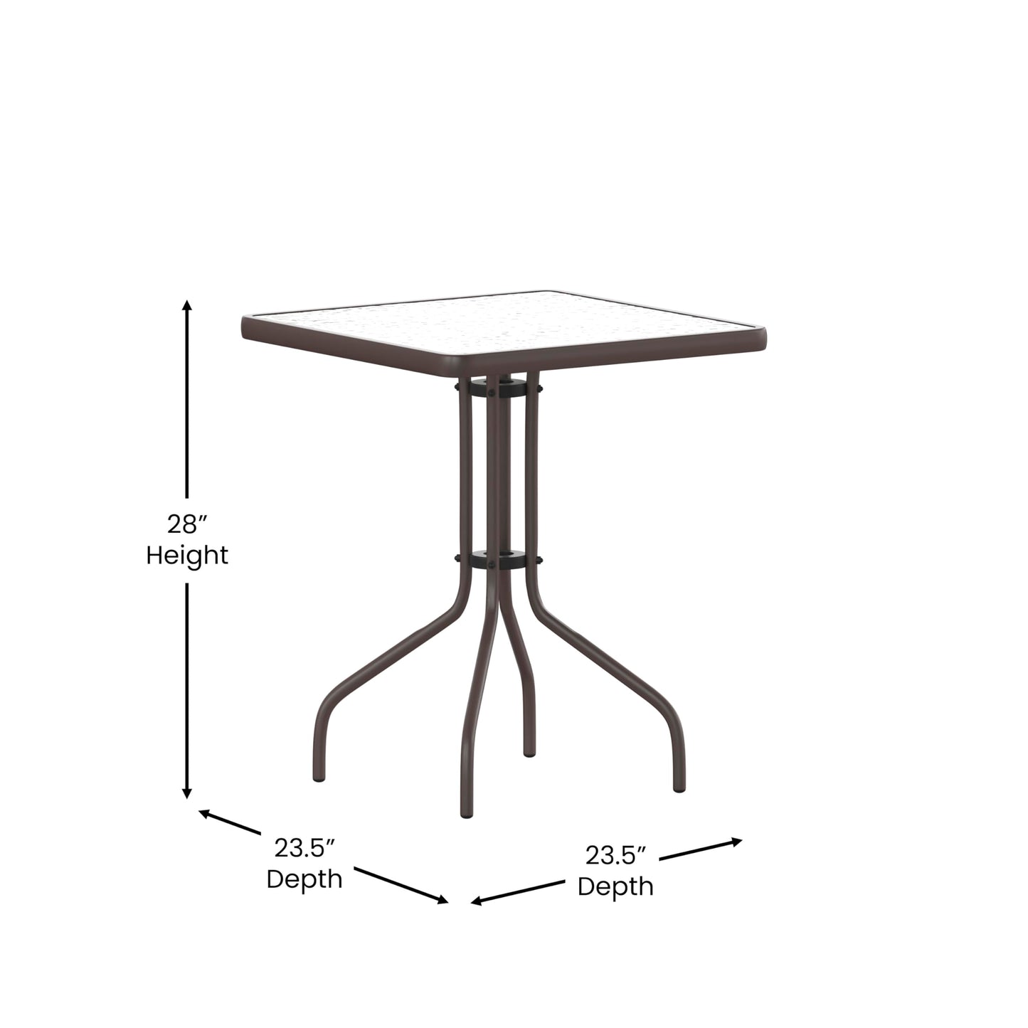 Flash Furniture Barker 23.5'' Square Indoor/Outdoor Tempered Glass Metal Frame Side Table, Bronze