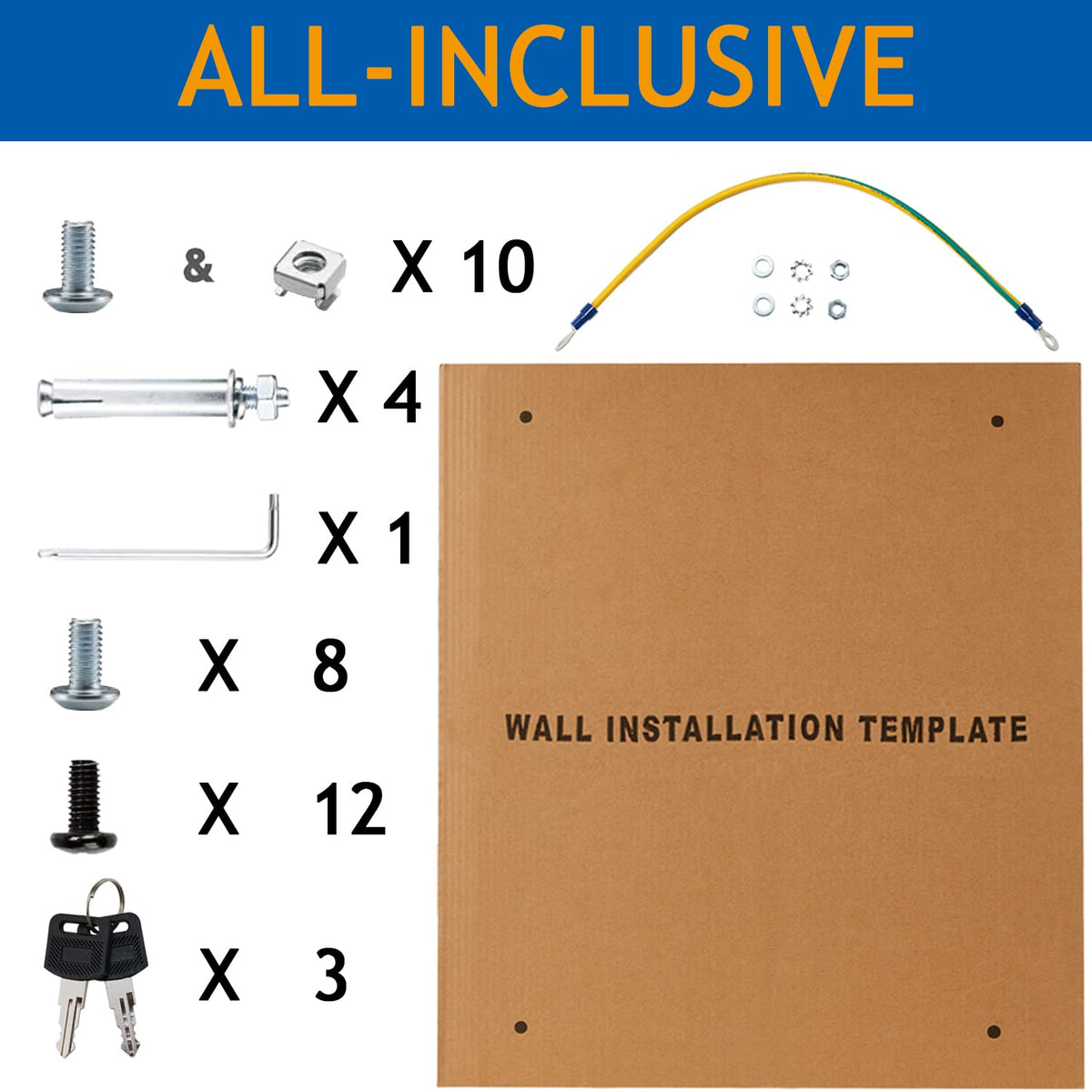 Tedgetal 12U Wall Mount Server Cabinet Network Rack Enclosure Locking Glass Door