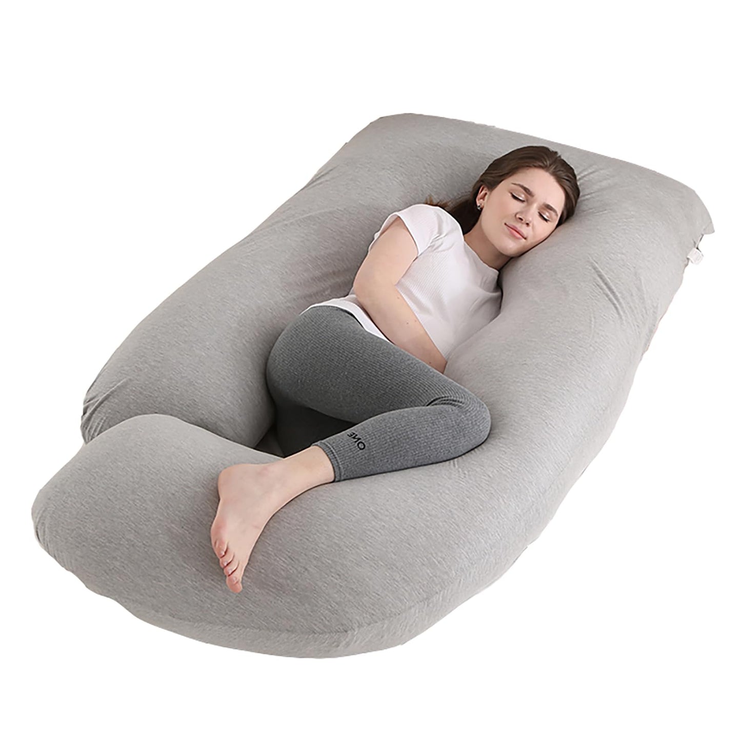 Jcickt Pregnancy Pillow for Sleeping,59 inch Maternity Pillow with Removable Washable Cover,J-Shaped Cooling Full Body Pregnant Pillow -Support for Backs,Legs, Belly, HIPS, Improve Sleep -Gray