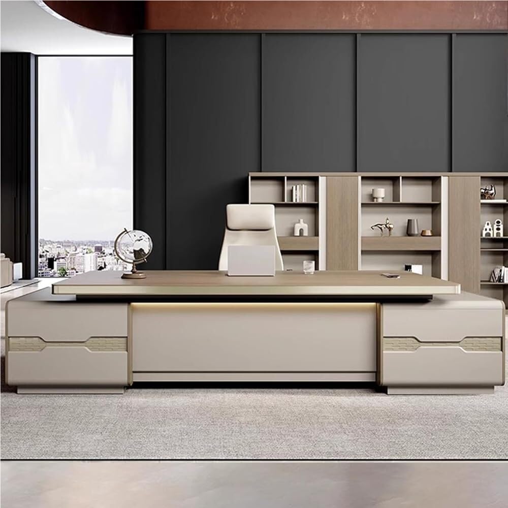 Modern L Shaped Executive Office Desk with Drawers Lateral Cabinet Computer Workstation Business Furniture Desk for CEO Boss Manager Home Office(2000MM)