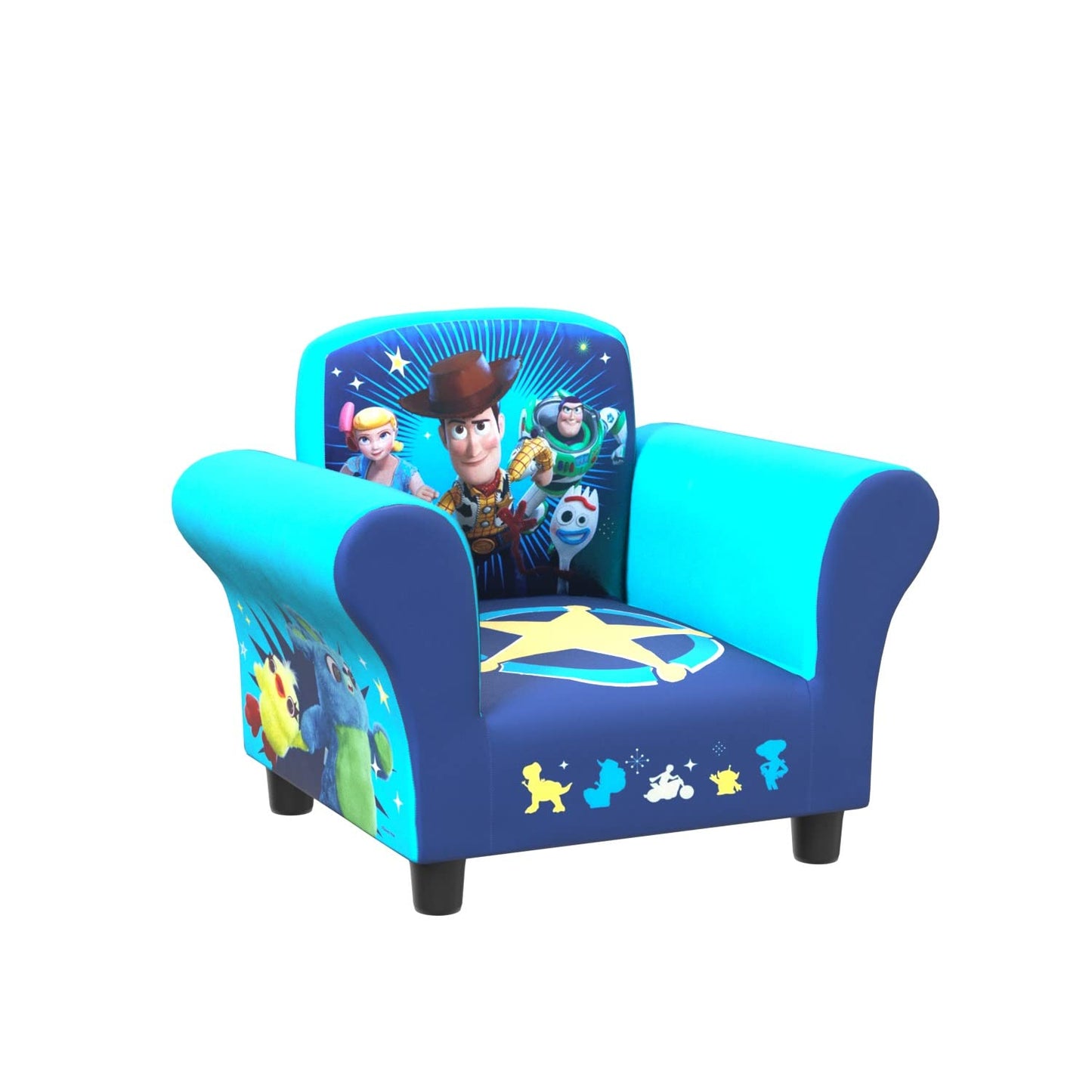 Delta Children Kids Table and Chair Set with Storage (2 Chairs Included) & Upholstered Chair, Disney/Pixar Toy Story 4 for Bedroom with Arm Rest