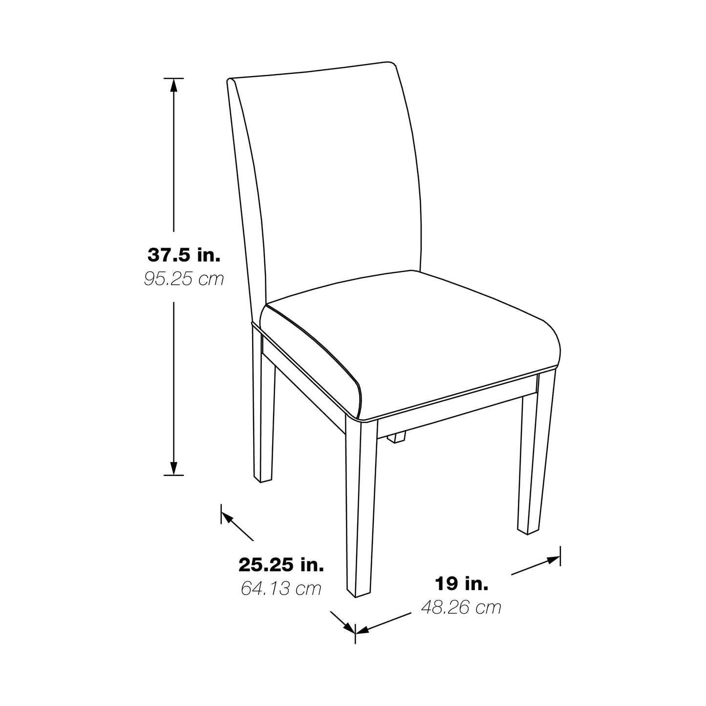 OSP Home Furnishings Dakota Upholstered Parsons Dining Chair with Espresso Finish Wood Legs, Avignon Sky