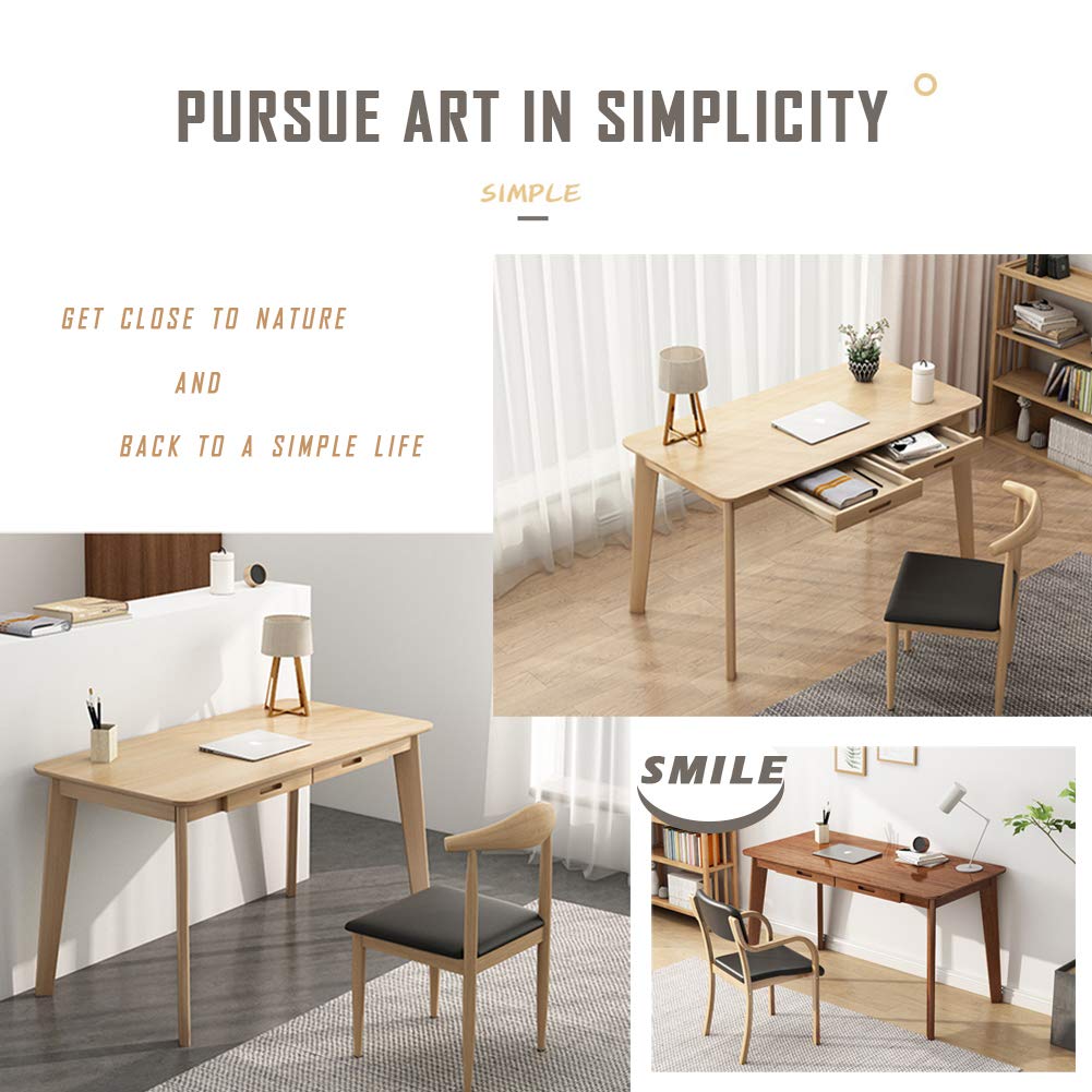 IOTXY Solid Wood Writing Desk - Home Office Workbench Desk with Drawer, 31.5" Width Laptop Computer Work Study Table in White