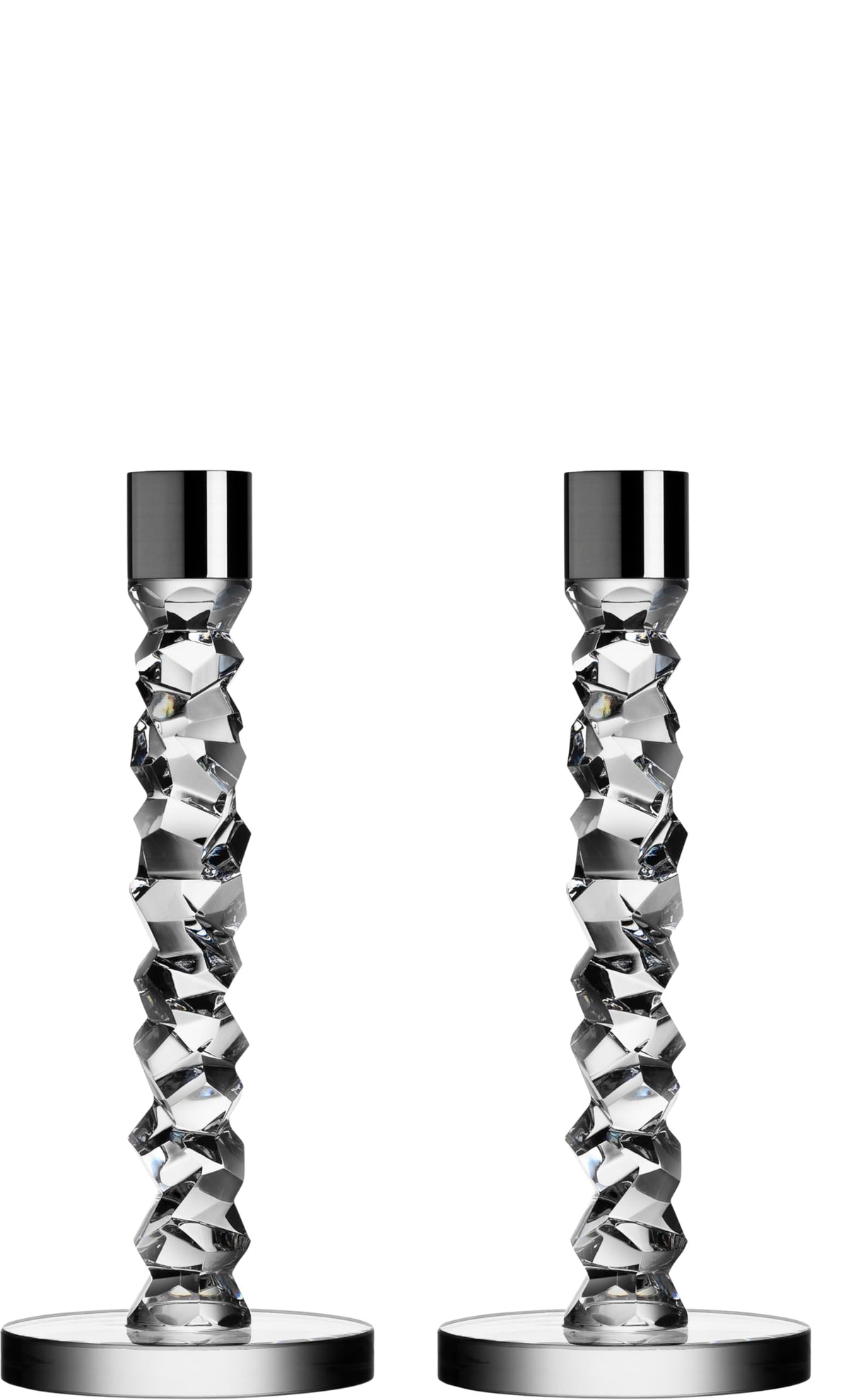 Orrefors Carat 7.25 Inch Candlestick Pair, Small