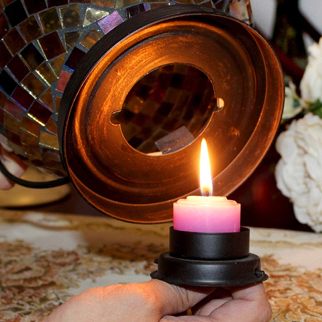 XILIN-1987 Candle Holderss European Mosaic Candle Holder Wrought Iron Glass Candlestick Simple Home Furnishings Decorative Candlestick (Color : A)