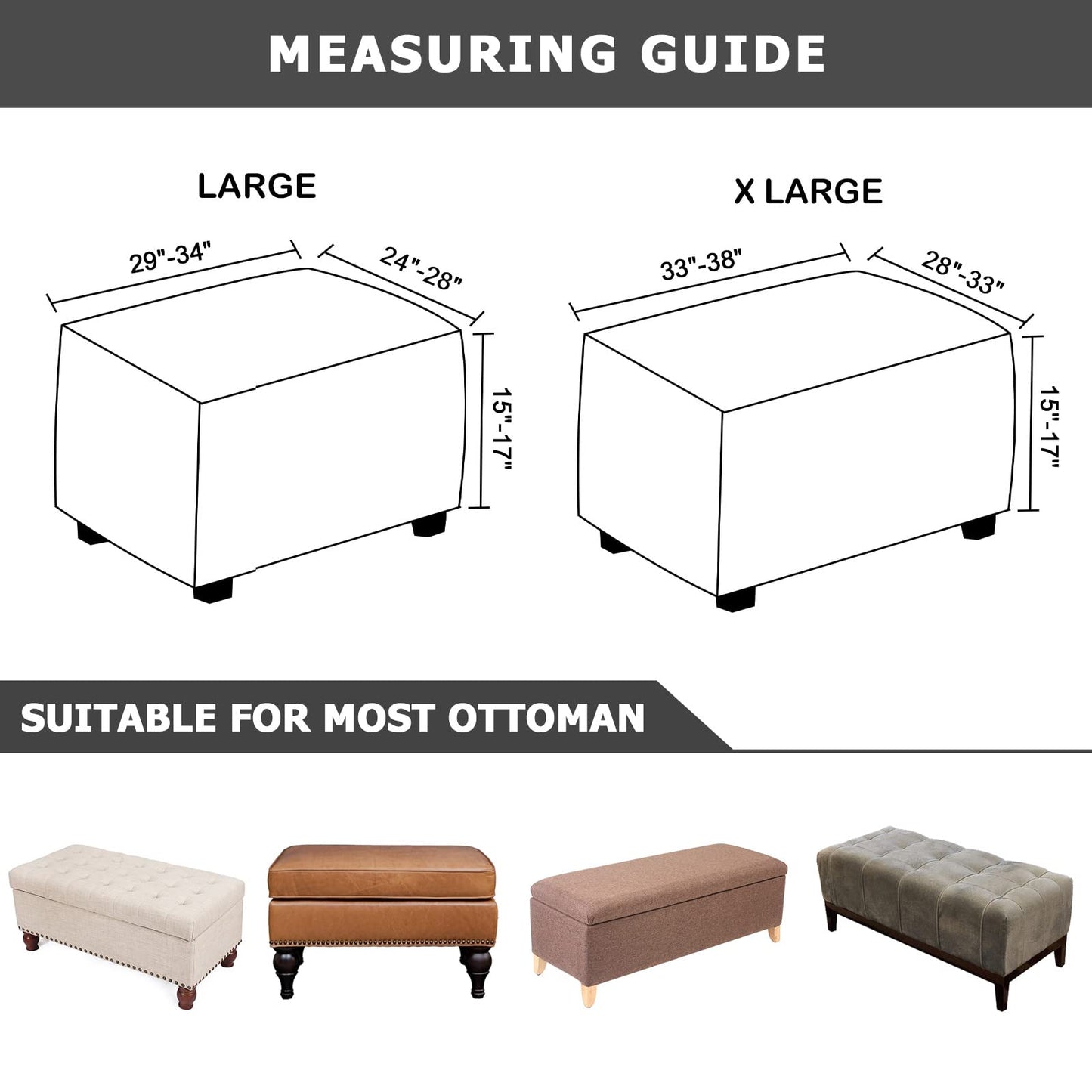 Velvet Ottoman Cover, Stretch Footstools Covers, Plush Foot Stool Slipcover, Removable Footrest Stool Sofa Slipcovers, Folding Storage Stool Furniture Protector for Room(Brown,Rectangular Large)