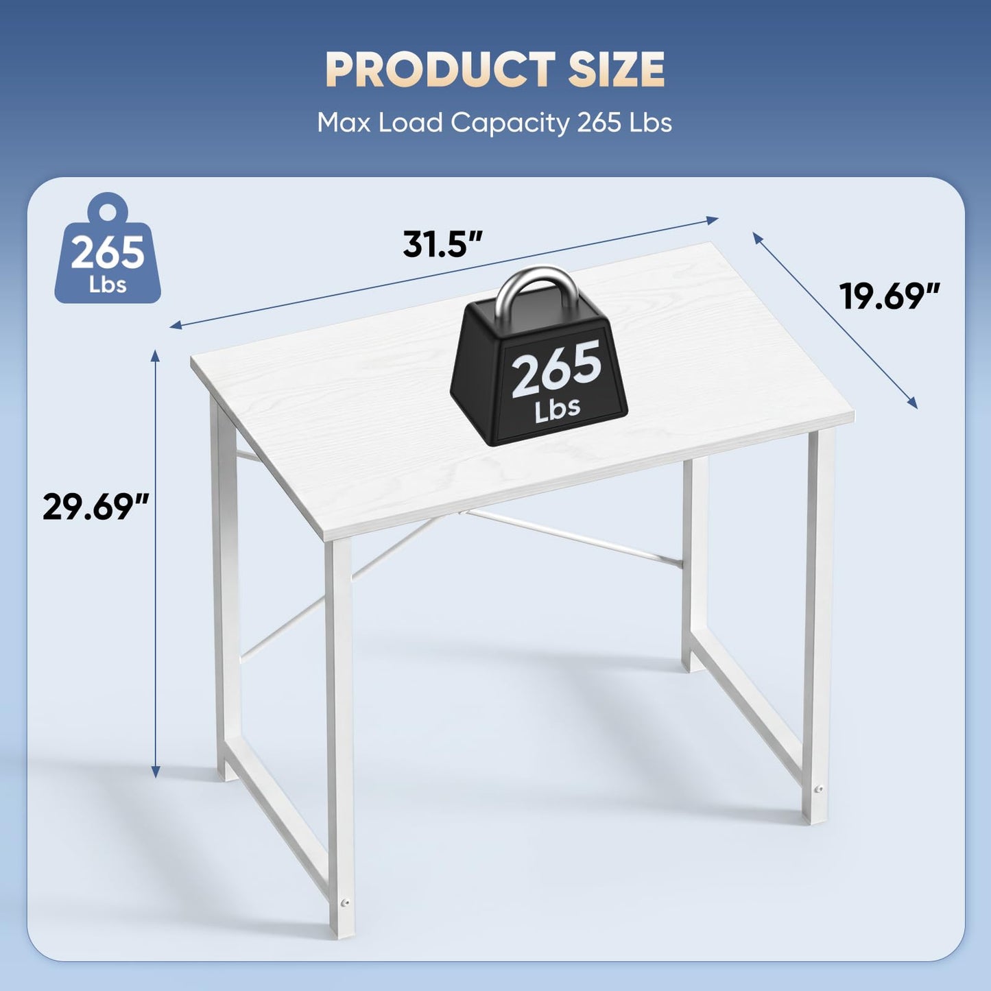 DUMOS 32 in Small Computer Desk for Home Office, Modern Study Work Table Simple Style for Bedroom, Writing Desks with X-Shaped Reinforcement, 2 Pack, White
