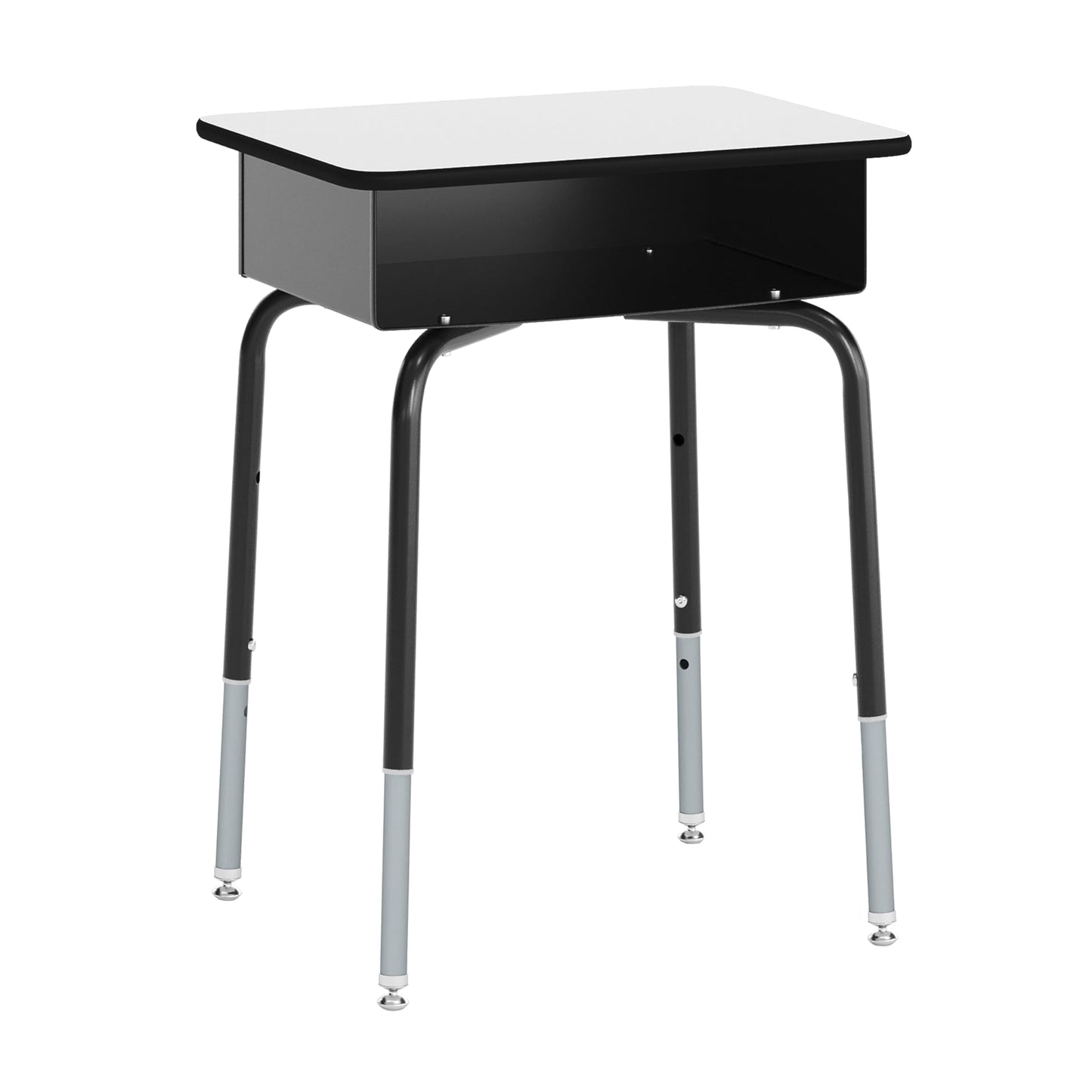 Flash Furniture Hercules Student Desk with Open Front Metal Book Box, Desktop, and Frame and Heavy-Duty Flex Comfort Classroom Stack, Set of 1, Gray Top/Black Chair