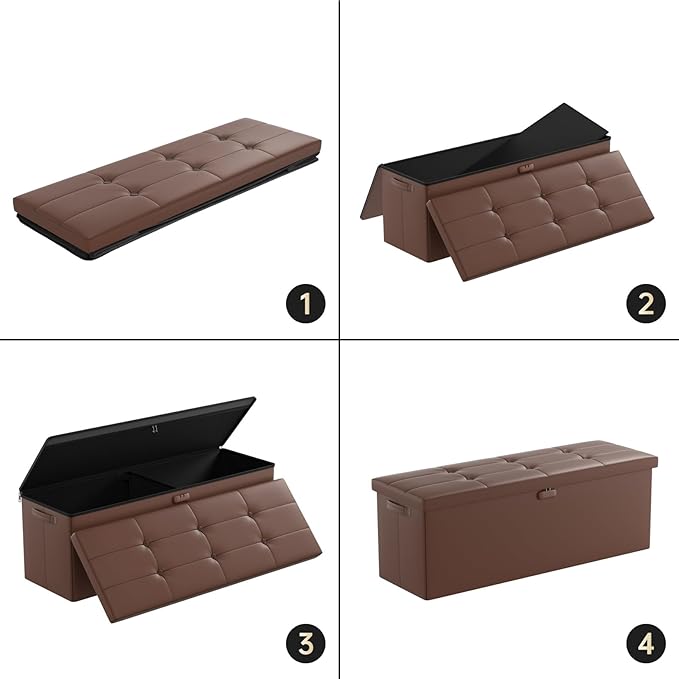 ENGPOW Storage Ottoman, Fireproof Folding Bench