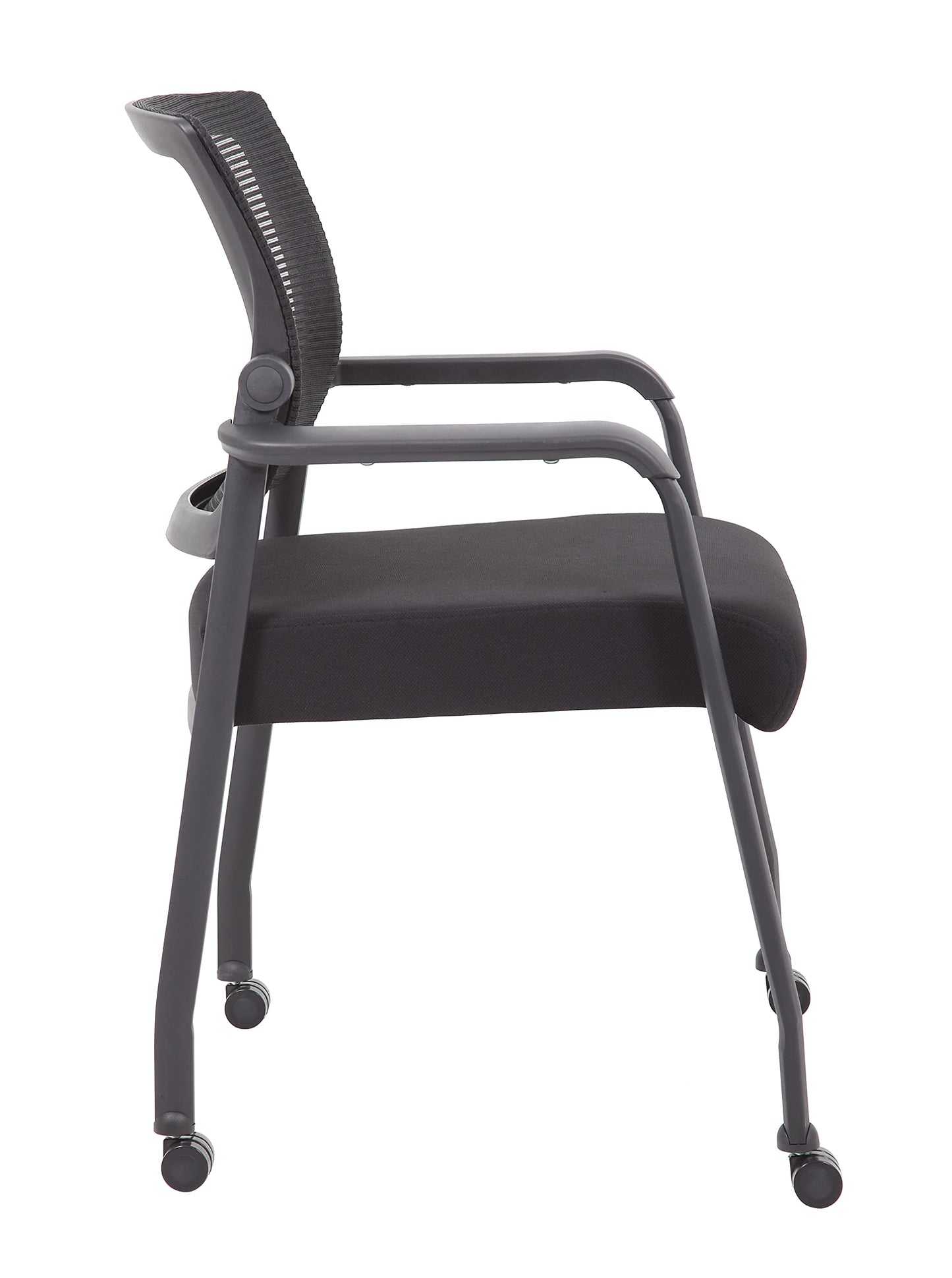 Boss Office Products Mesh 4-Legged Guest Chair with Casters in Black